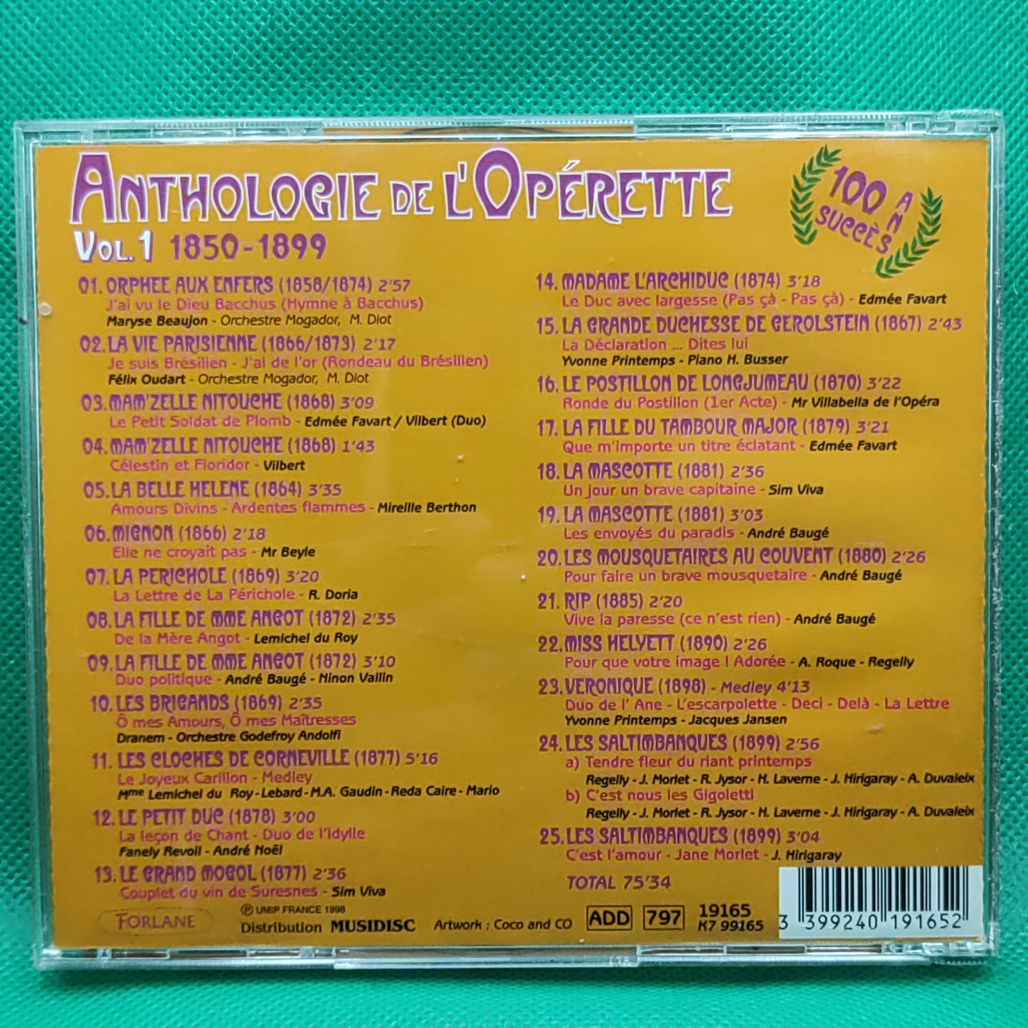 Anthologie de L'Opérette de 1850 à 1950 volume 1 1850-1899