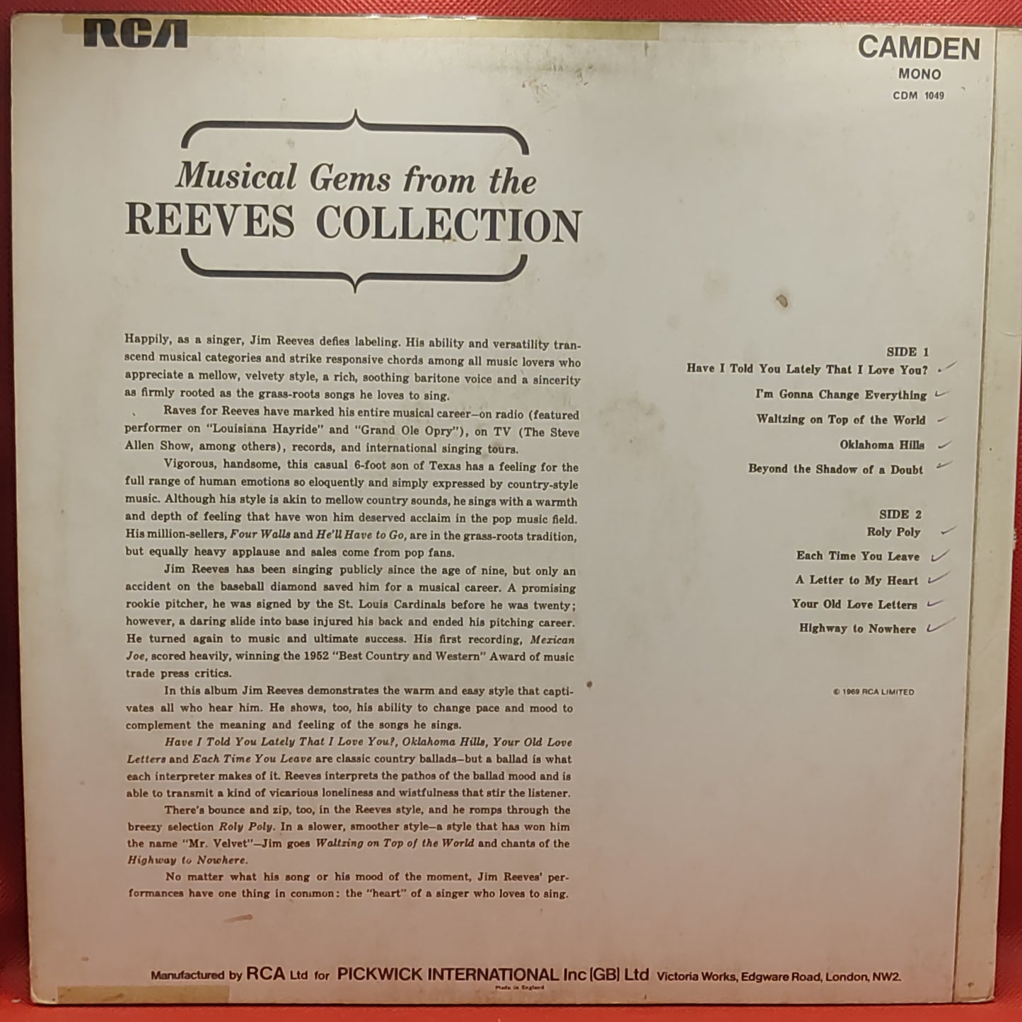 Jim Reeves – Habe ich dir in letzter Zeit gesagt, dass ich dich liebe?