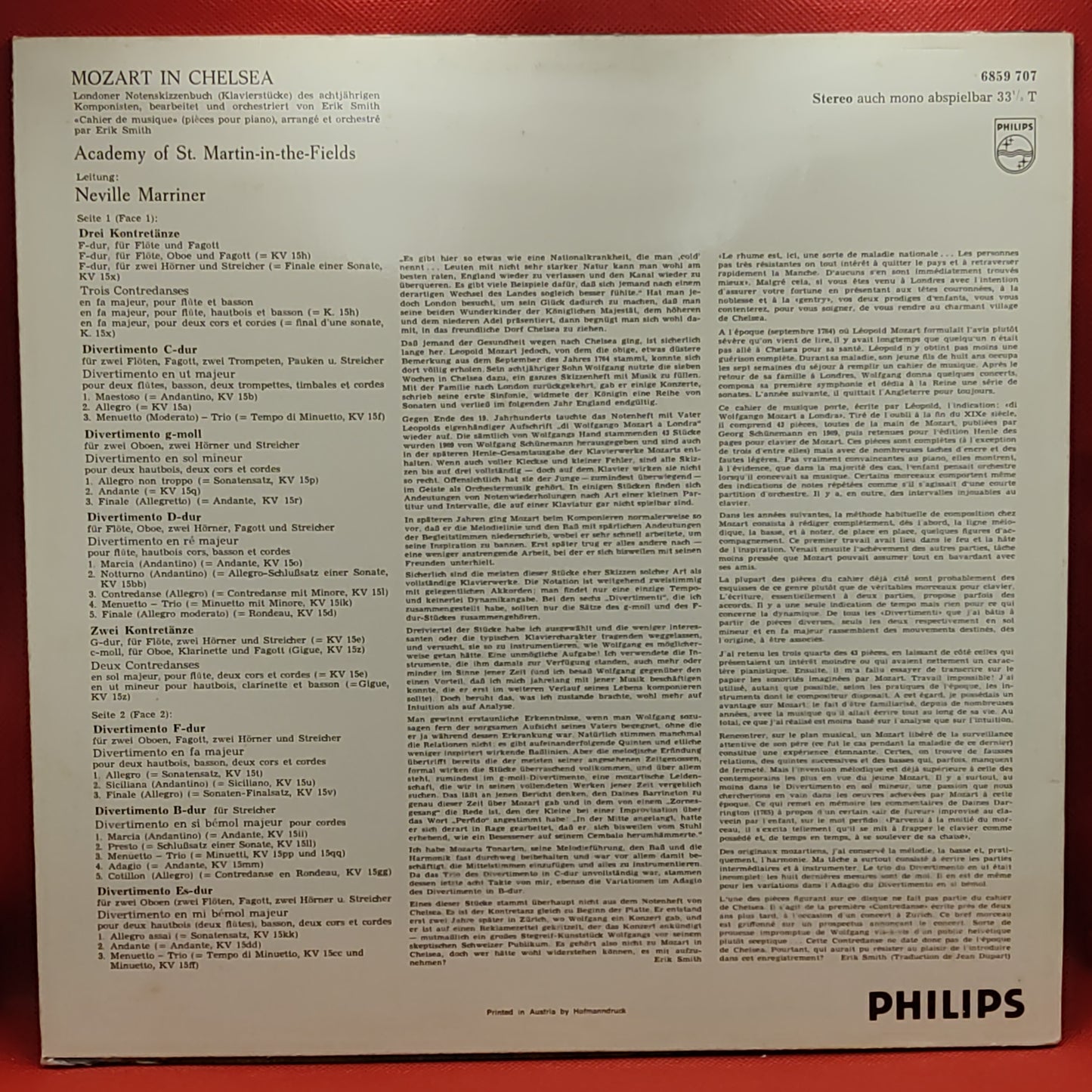 NEVILLE MARRINER - MOZART IN CHELSEA