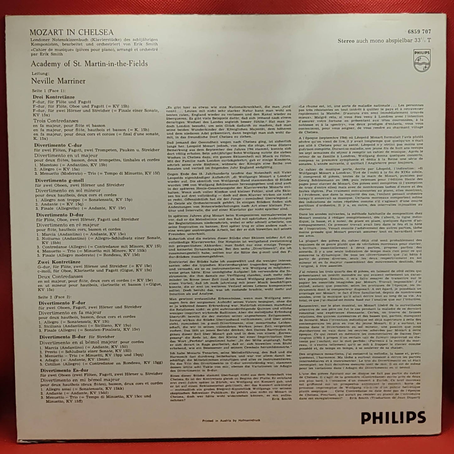 NEVILLE MARRINER - MOZART IN CHELSEA