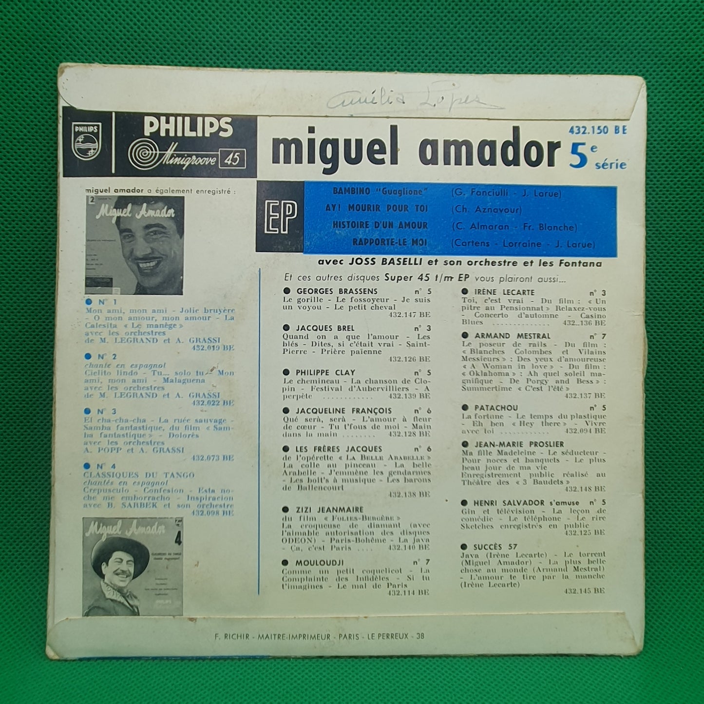 Miguel Amador Avec Joss Baselli Et Son Orchestre Et Les Fontana – Bambino