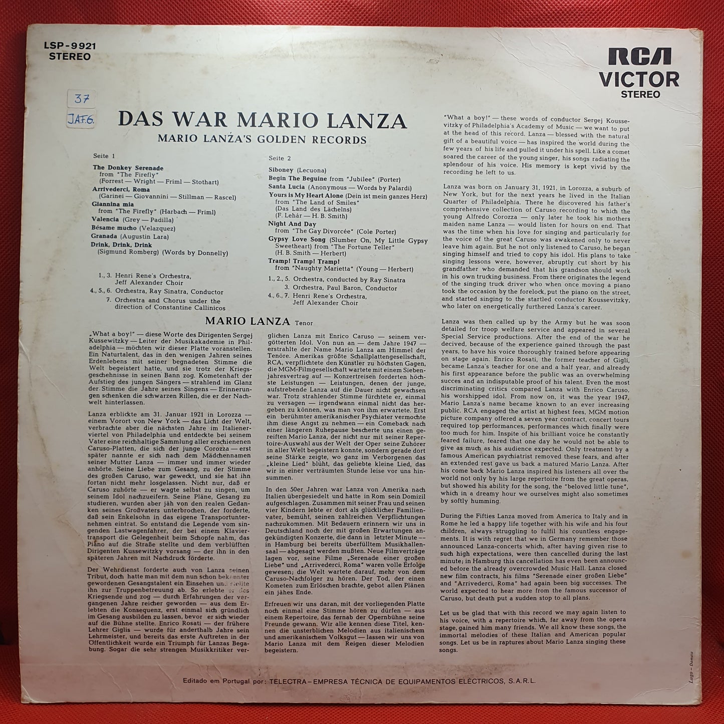 Mario Lanza – Das War Mario Lanza (Mario Lanza's Golden Records)