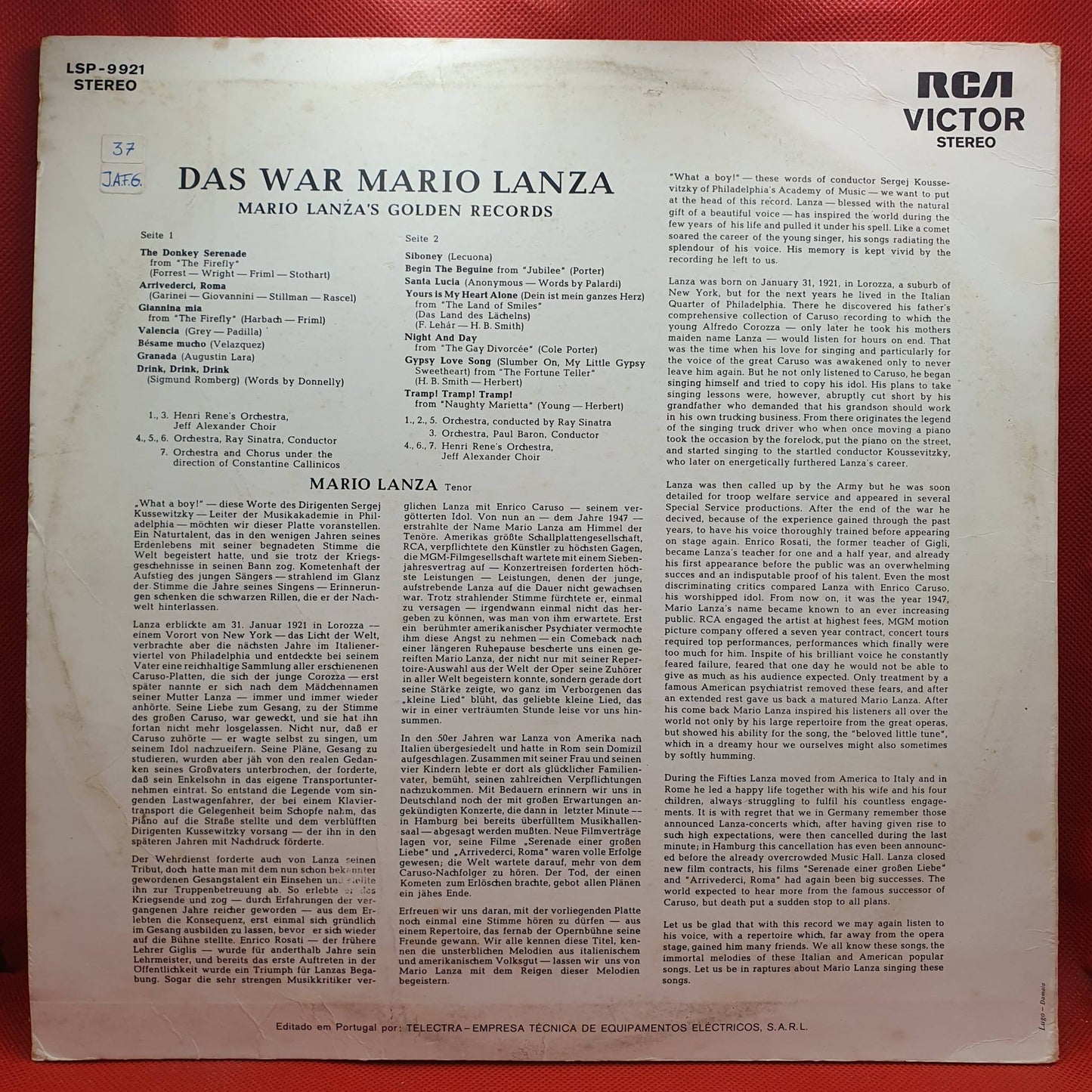 Mario Lanza – Das War Mario Lanza (Mario Lanza's Golden Records)