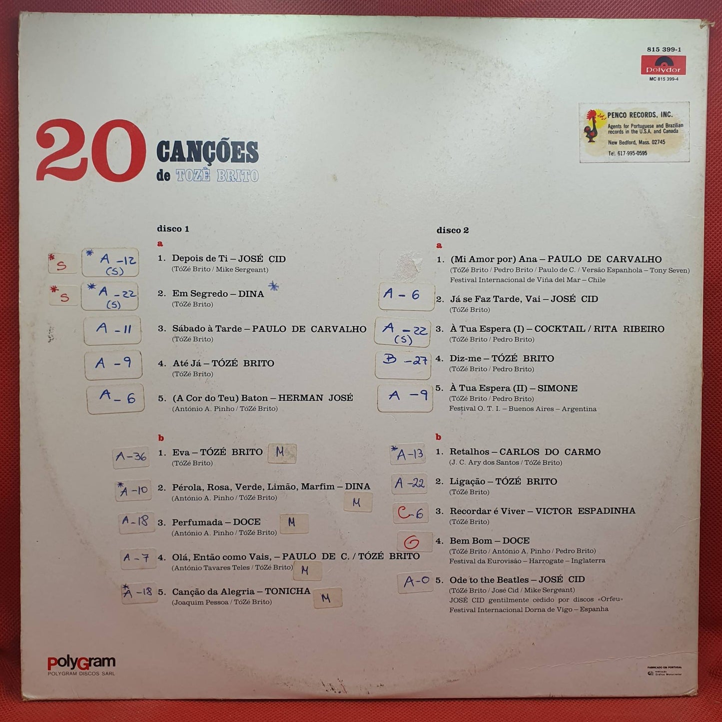 Various – 20 Canções De Tozé Brito