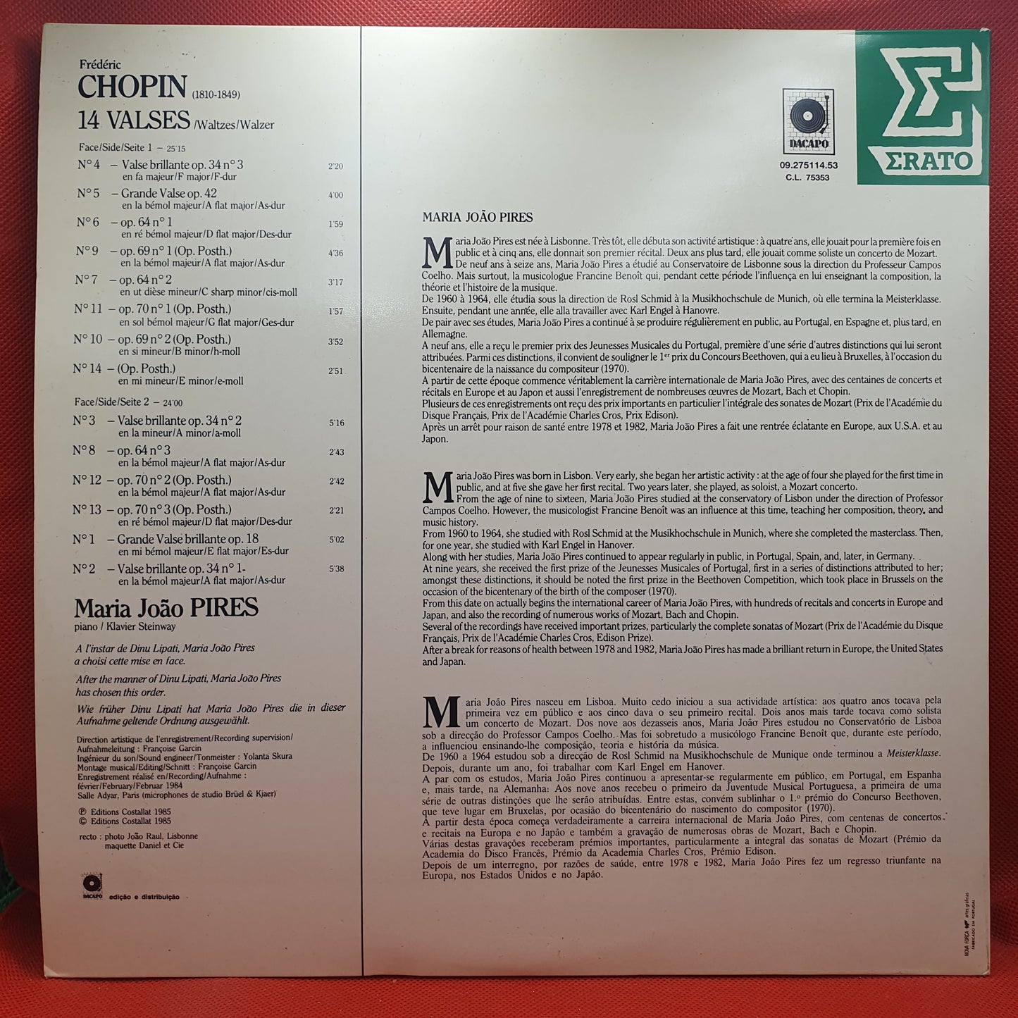 Chopin - Maria João Pires – Valses Numeros 1-14