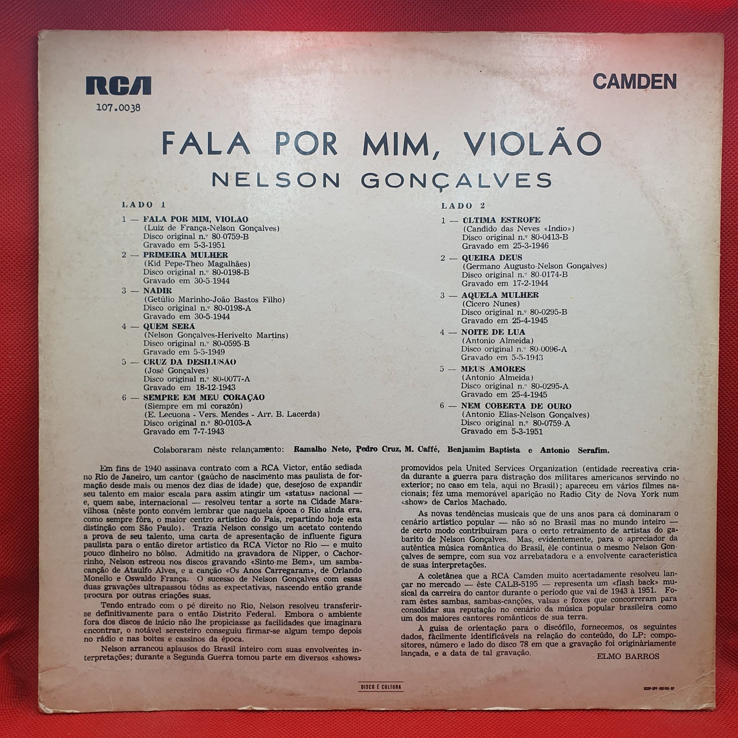 Nelson Gonçalves – Fala Por Mim, Violão