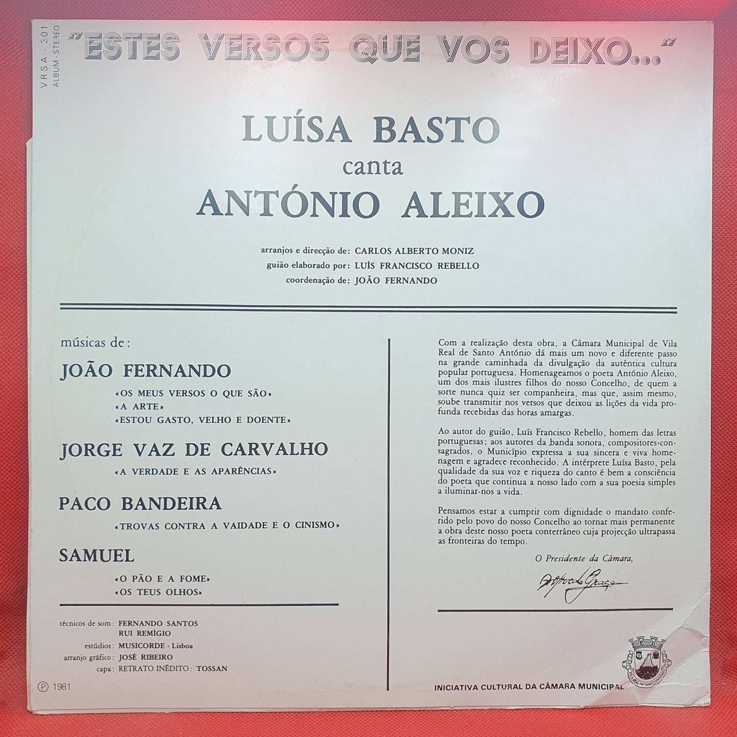 Luisa Basto – Canta António Aleixo - Estes Versos Que Vos Deixo...