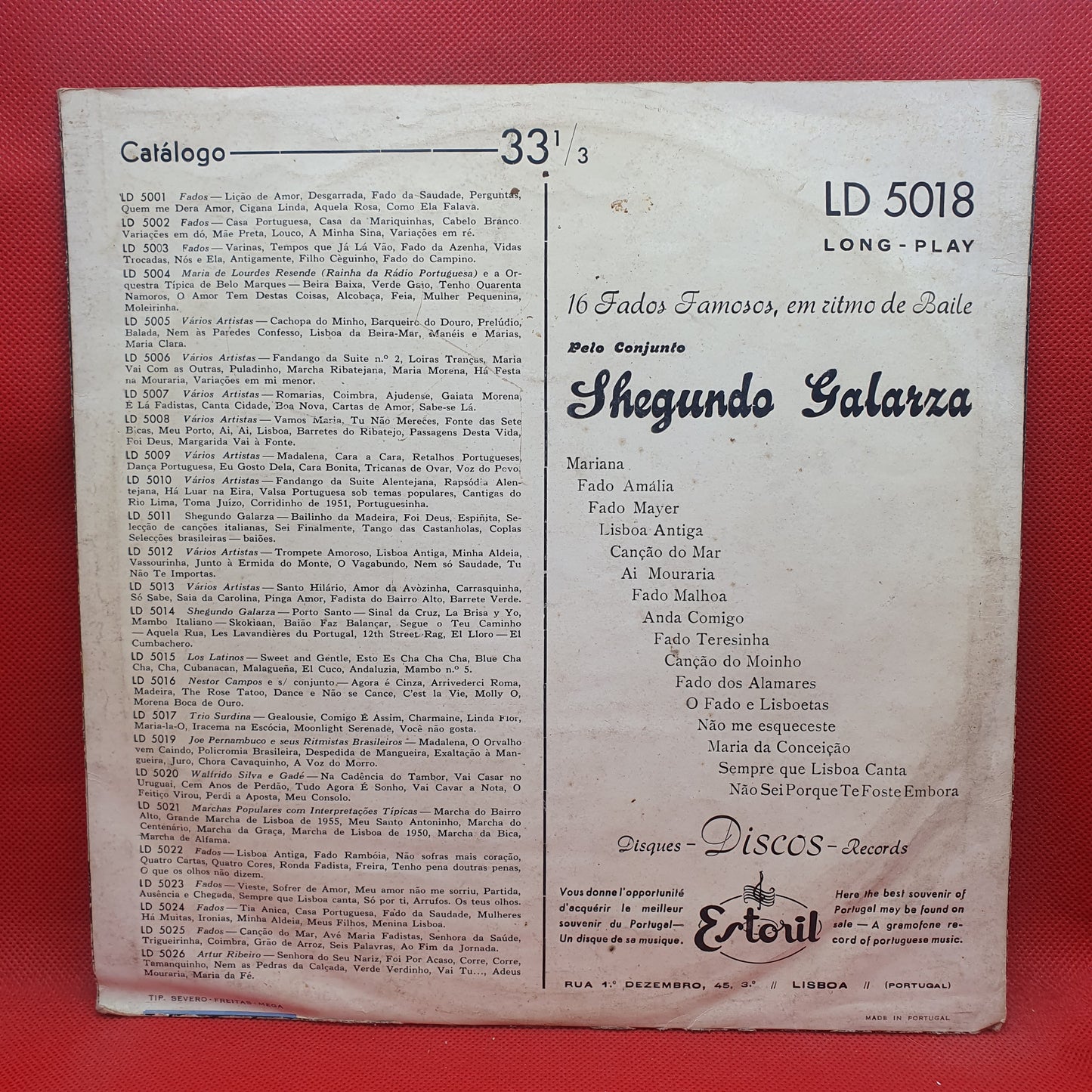 Shegundo Galarza – Canções De Amor - 16 Fados Famosos