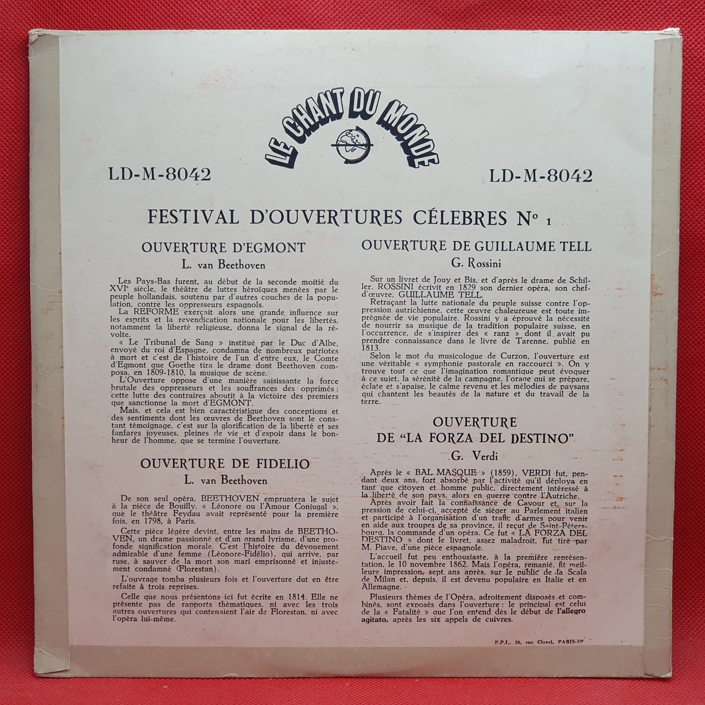 Beethoven, Rossini, Verdi - Orchestre Symphonique De Vienne, Hans Swarowsky – Festival D'Ouvertures Célèbres Nº 1