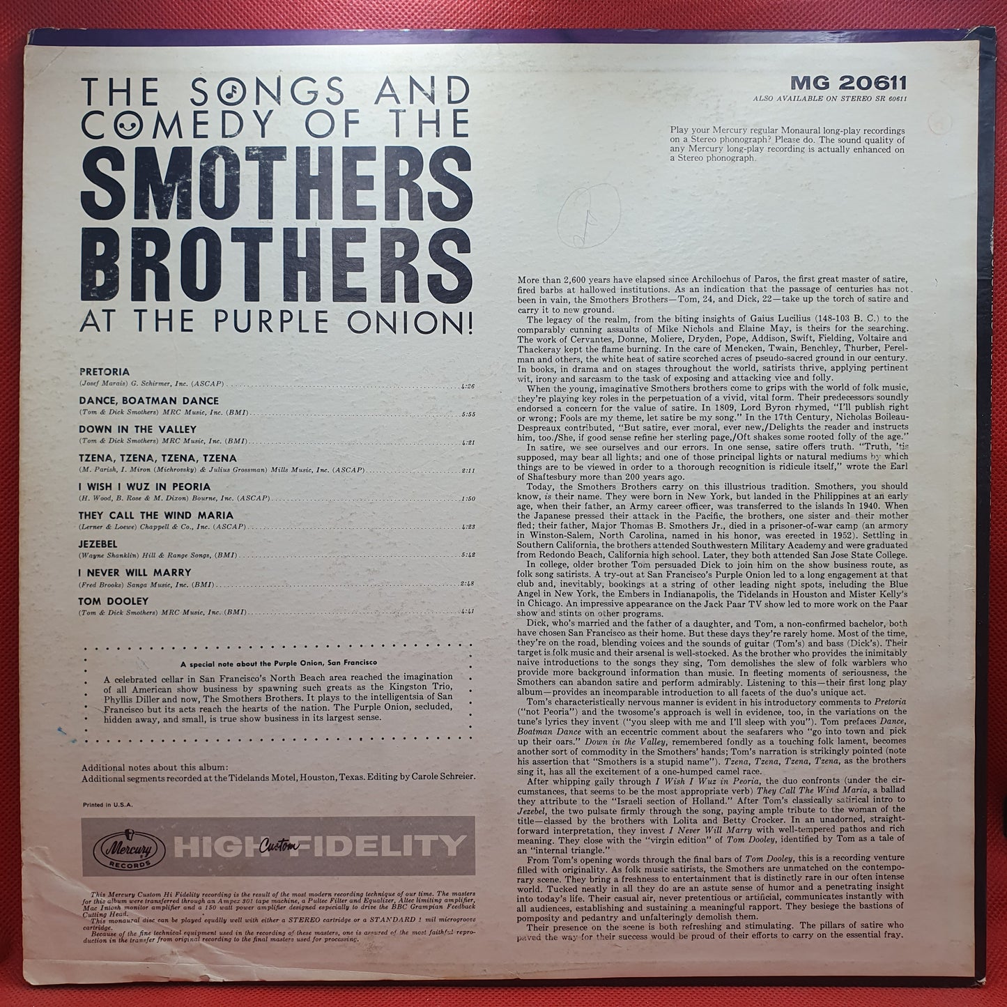 Smothers Brothers – The Songs And Comedy Of The Smothers Brothers At The Purple Onion