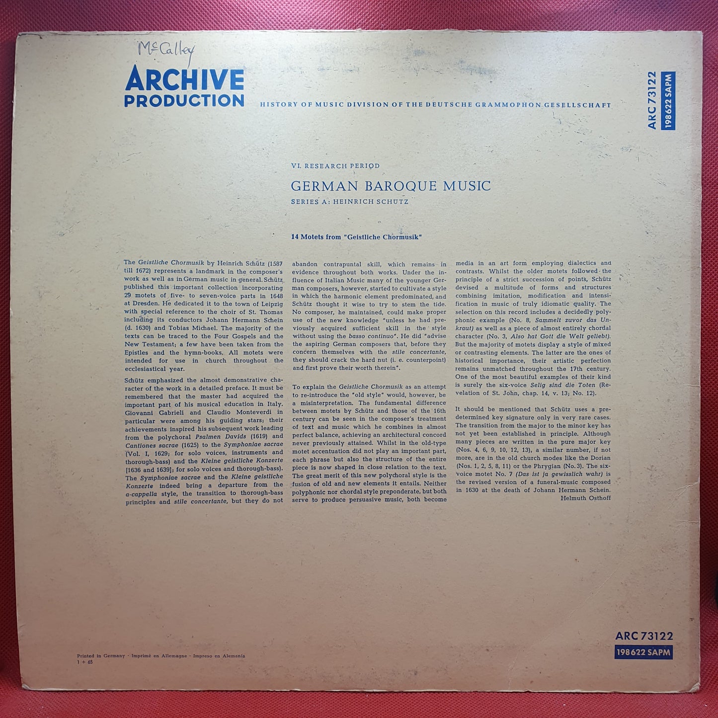 German Baroque Music, Heinrich Schütz – 14 Motets From "Geistliche Chormusik"