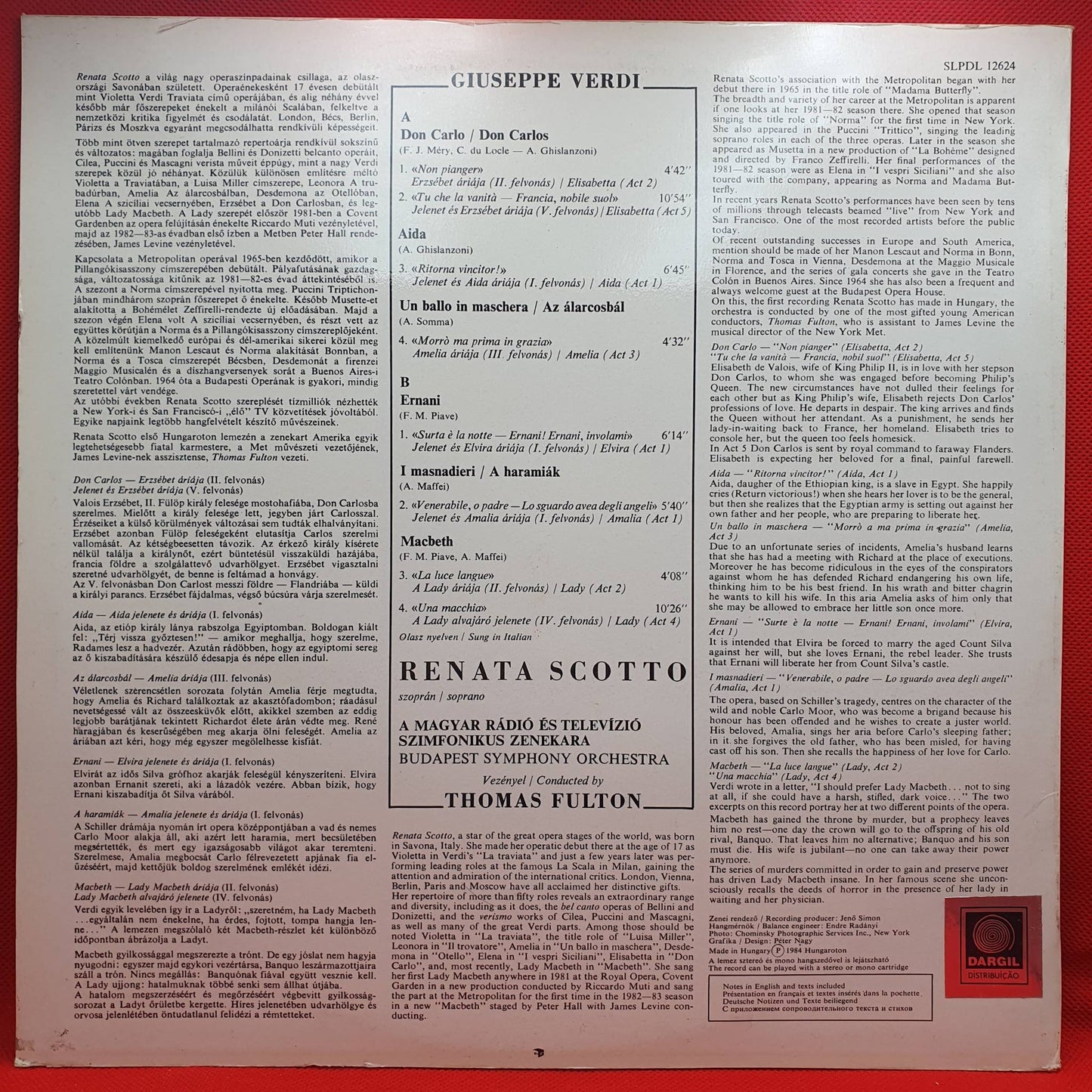 Renata Scotto, Budapest Symphony Orchestra, Thomas Fulton – Verdi Arias