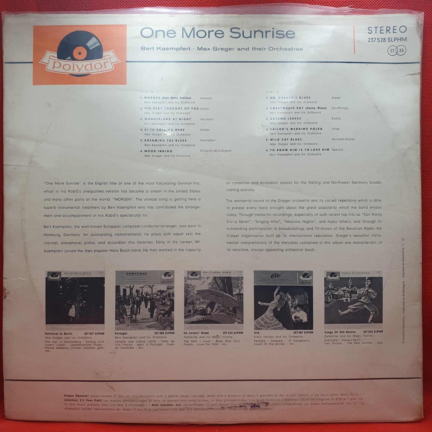 Bert Kaempfert, Max Greger And His Orchestra – One More Sunrise