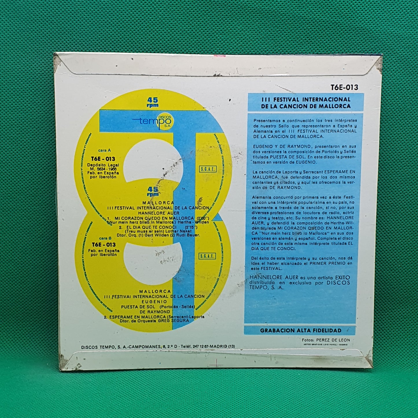 Hannelore Auer, Eugenio, De Raymond – III Festival Internacional De La Canción De Mallorca