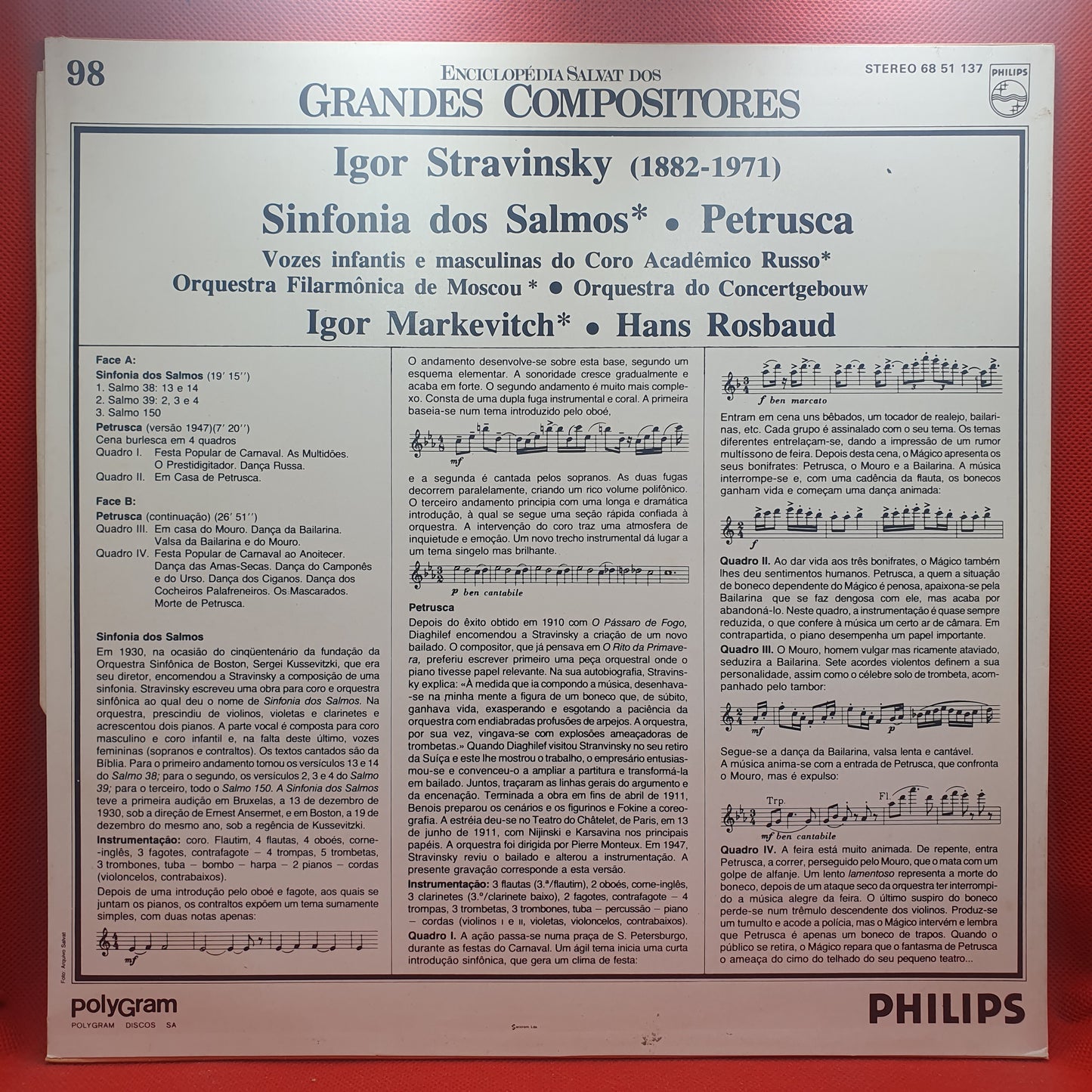 Stravinsky - Coro Acadêmico Russo · Filarmônica De Moscou, Igor Markevitch, Hans Rosbaud – Sinfonia Dos Salmos / Petrusca