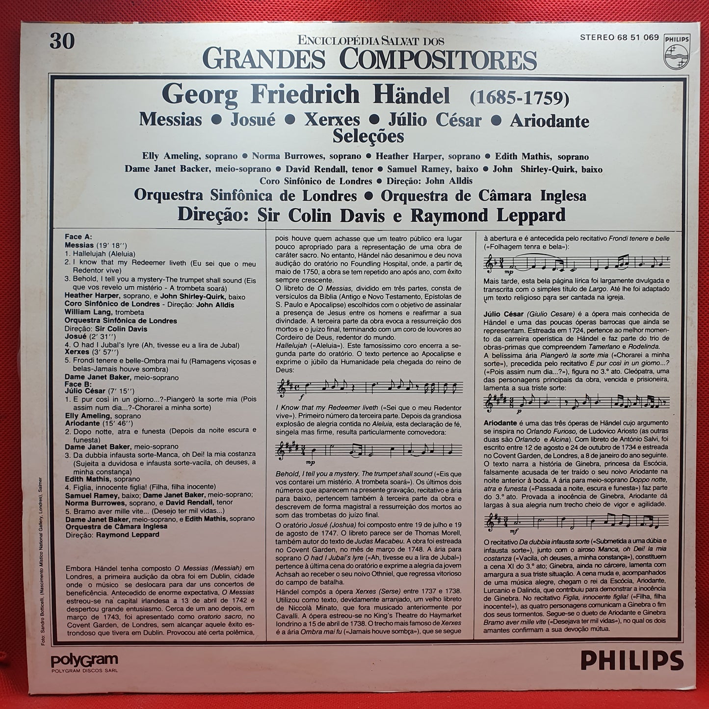 G. F. Händel - Elly Ameling, Norma Burrowes, Heather Harper, Edith Mathis – Messias / Josué / Xerxes / Júlio César / Ariodante