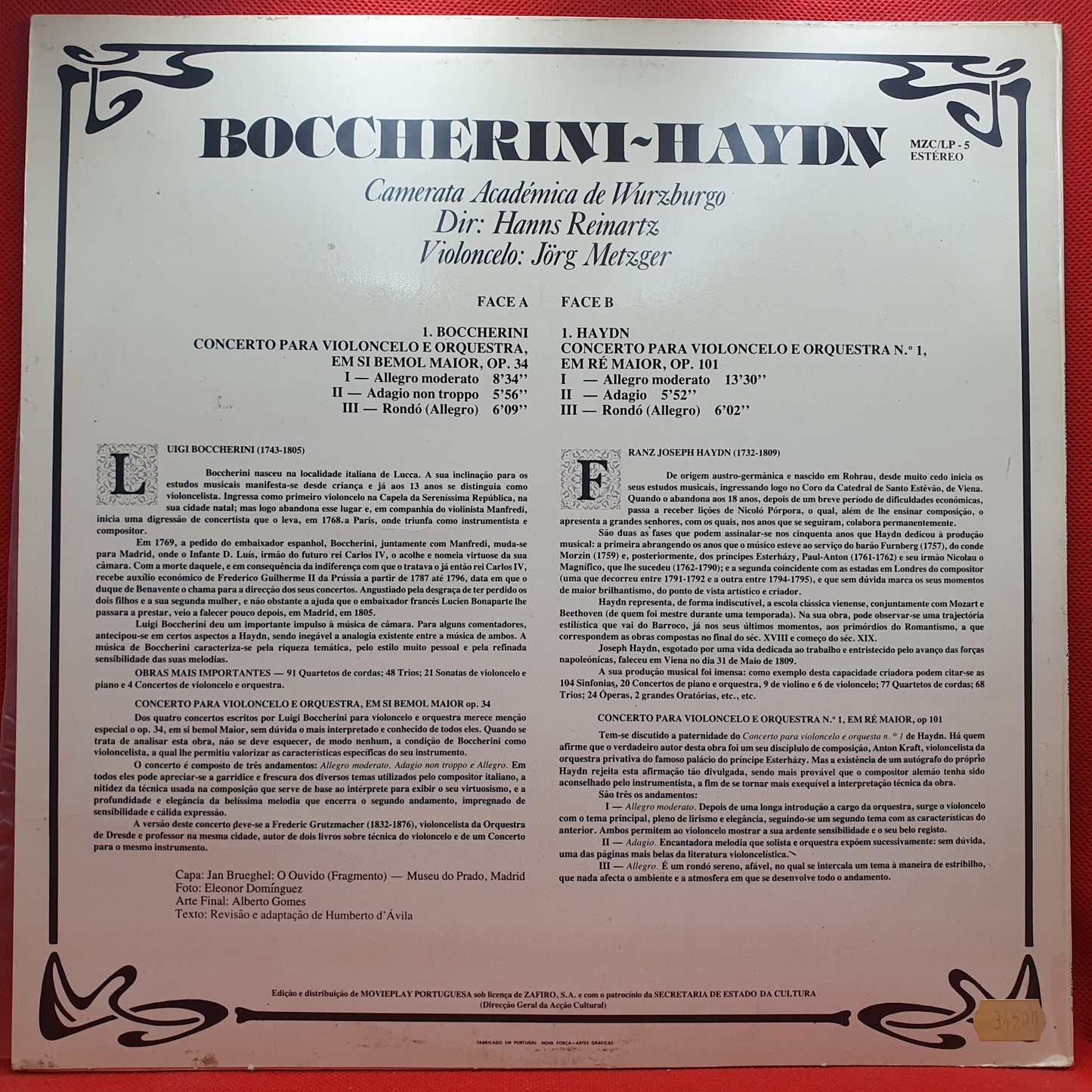 Boccherini, Haydn – Concerto Para Violoncelo E Orquestra Em Si Bemol Maior, Op34, Concerto Para Violoncelo E Orquestra Nº1, Em Ré Maior, Op101