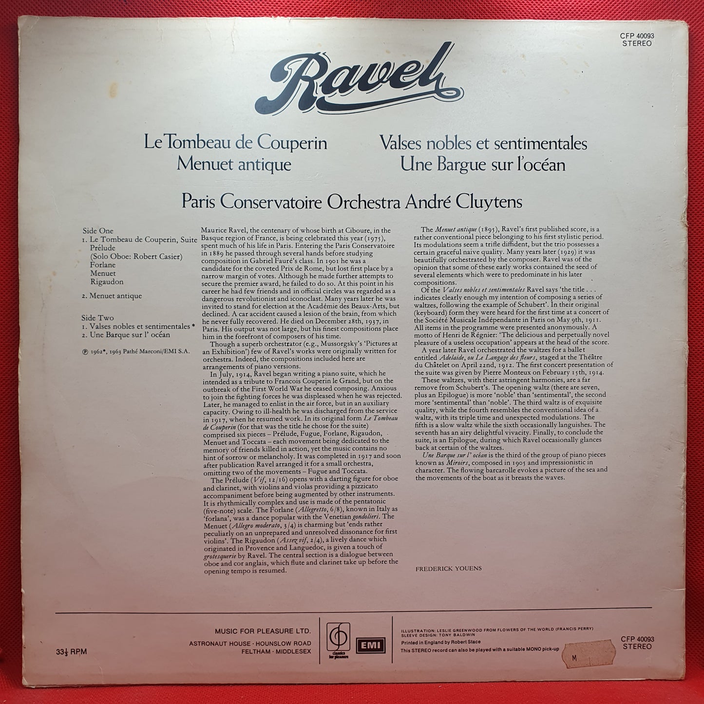 Ravel, Paris Conservatoire Orchestra – Le Tombeau De Couperin, Valses Nobles Et Sentimentales