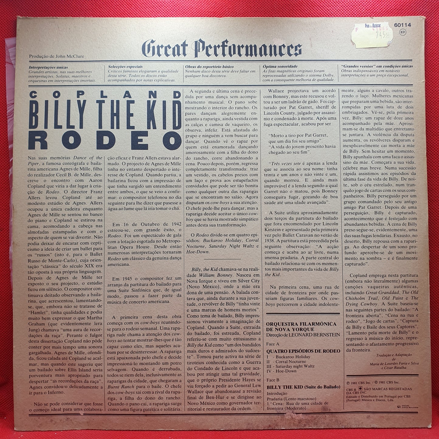 Bernstein, Orquestra Filarmónica De Nova Iorque – Billy The Kid / Rodeo