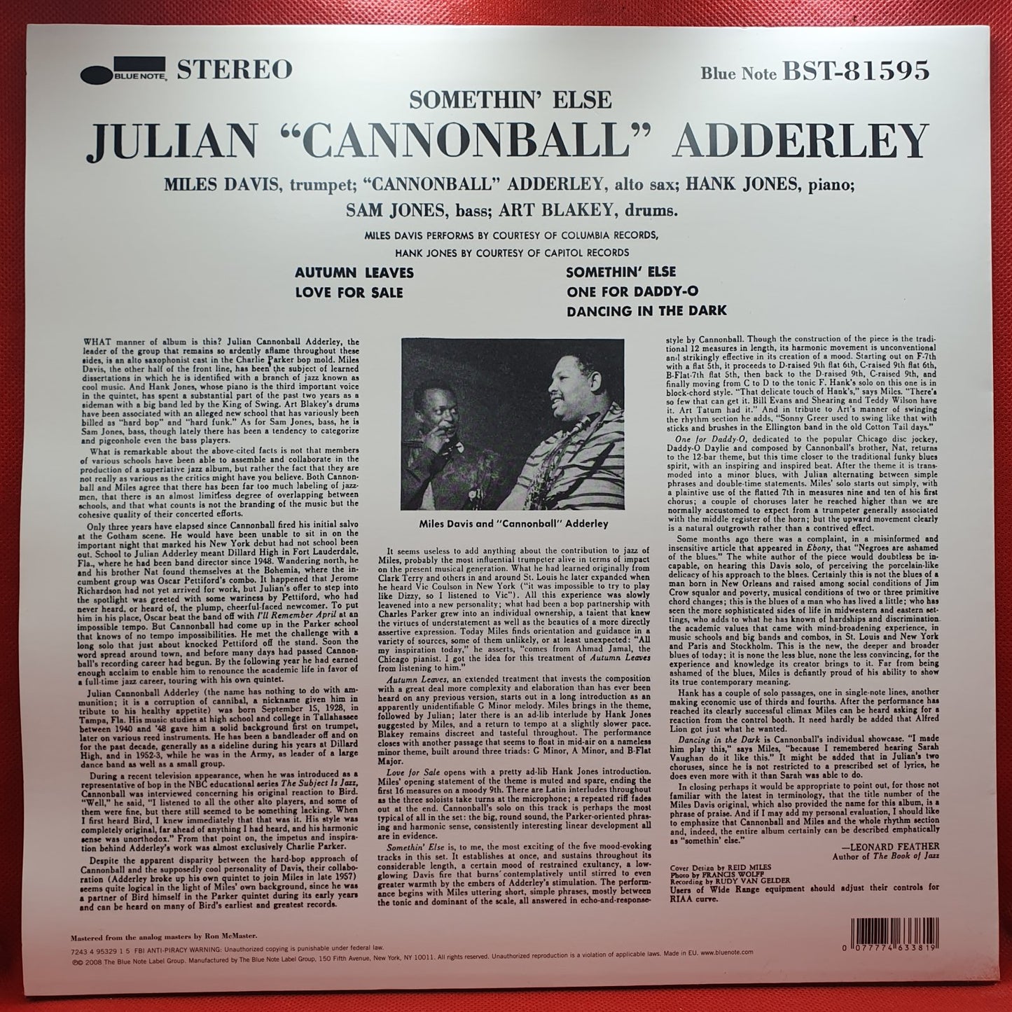 Cannonball Adderley, Miles Davis, Hank Jones, Sam Jones, Art Blakey - Somethin' Else (LP)
