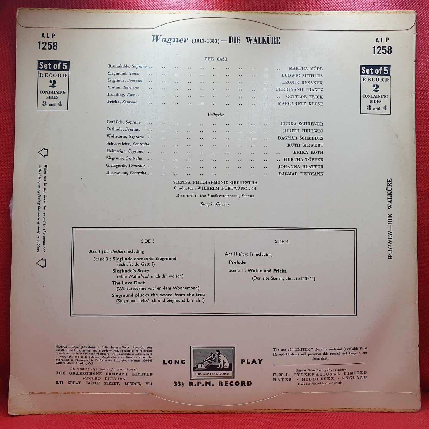 Wagner* / Furtwängler* / Mödl* / Suthaus* / Rysanek* / Frantz* / Frick* / Klose* / Vienna Philharmonic Orchestra* - Die Walküre (5xLP)