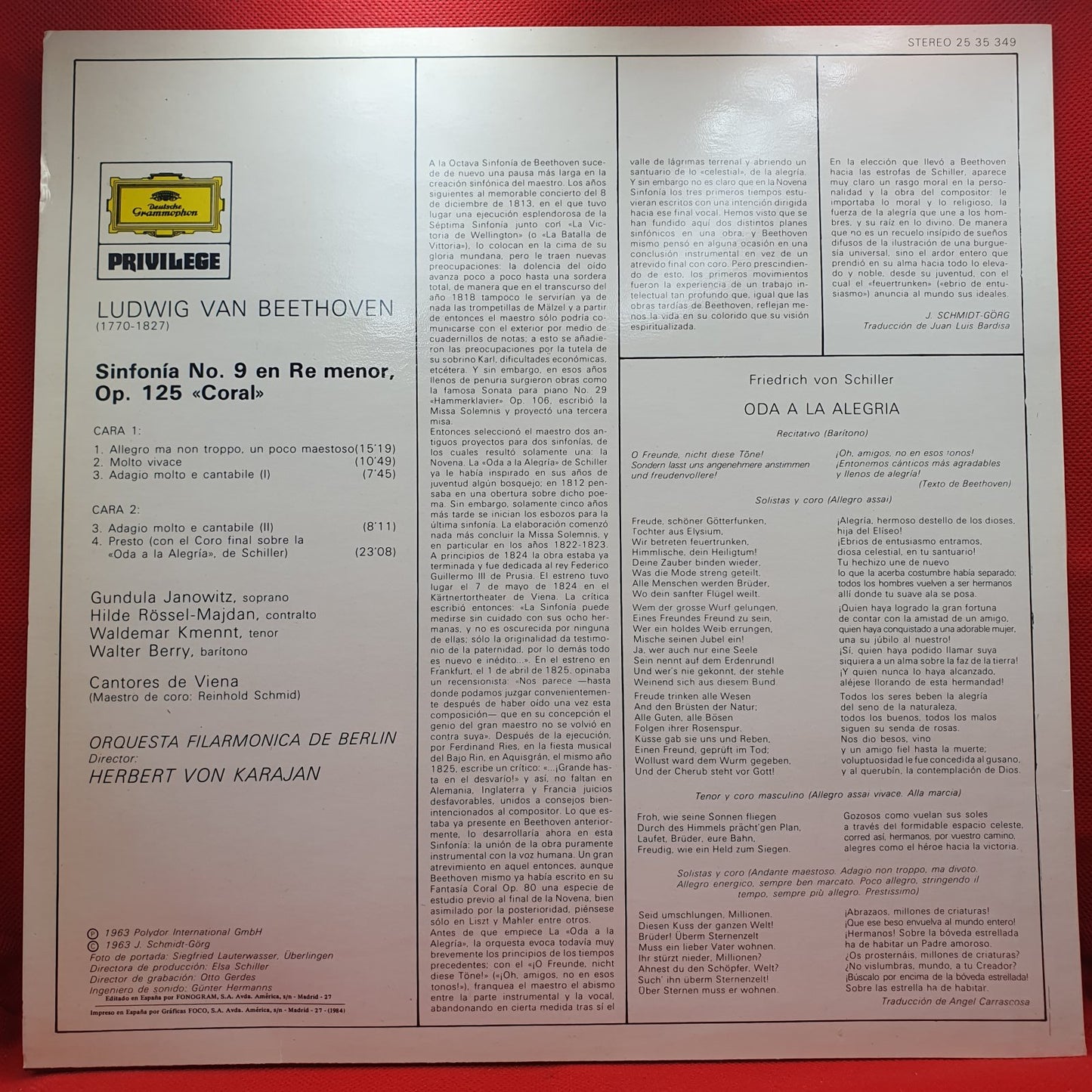 Herbert Von Karajan, Beethoven - Sinfonia Nº9 (LP)