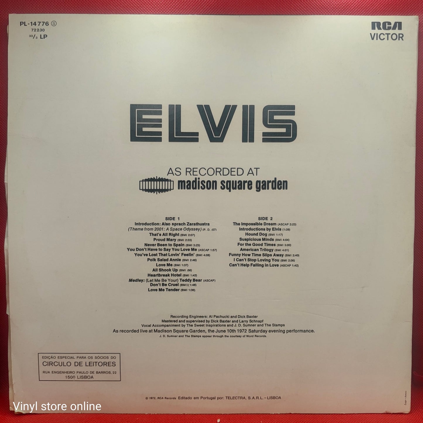 Elvis Presley – Elvis, aufgenommen im Madison Square Garden