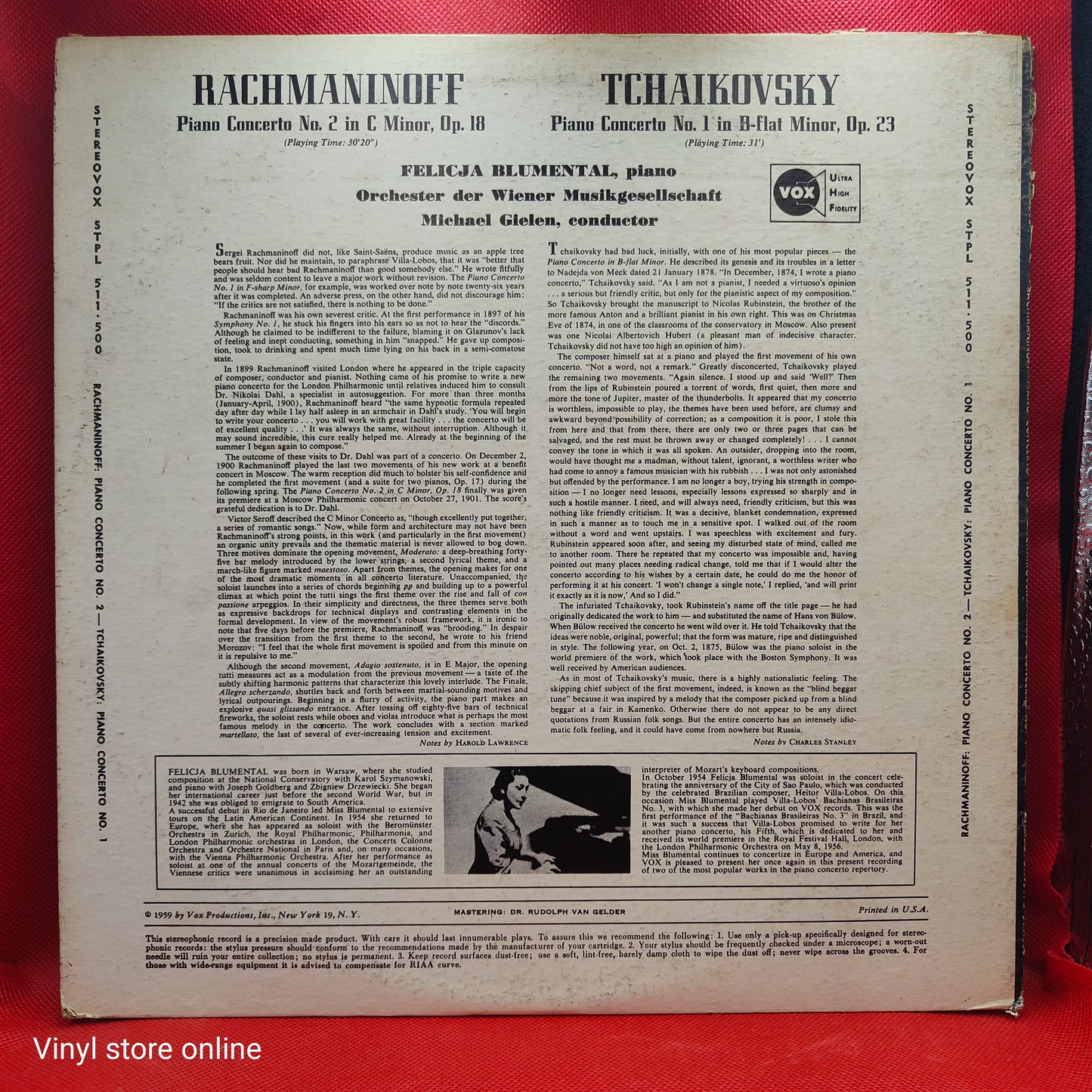 Rachmaninow* / Tschaikowsky*, Felicja Blumental, Orchester der Wiener Staatsoper*, Michael Gielen – Klavierkonzert Nr. 2 / Klavierkonzert Nr. 1