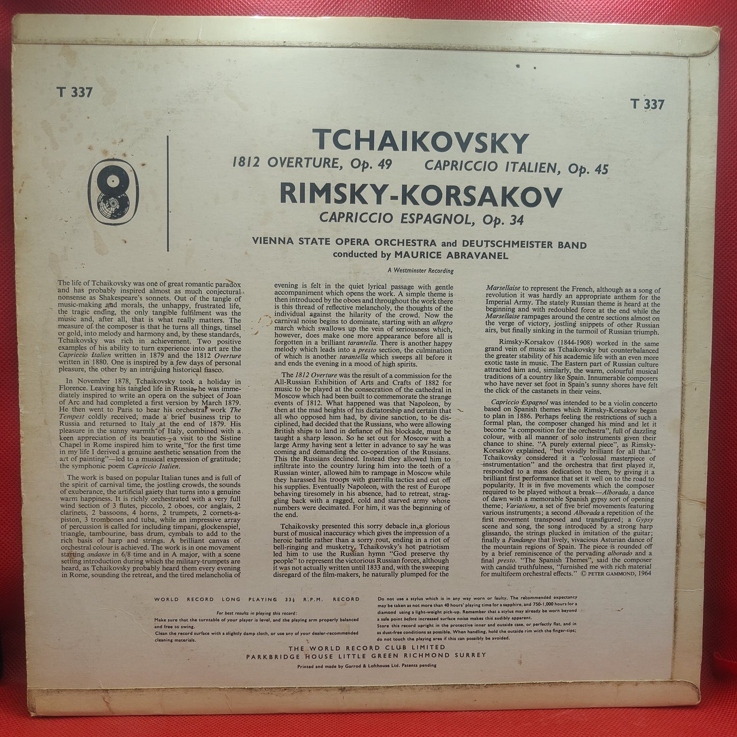 Tschaikowsky, Rimsky-Korsakow / Wiener Staatsopernorchester, Maurice Abravanel – Ouvertüre 1812