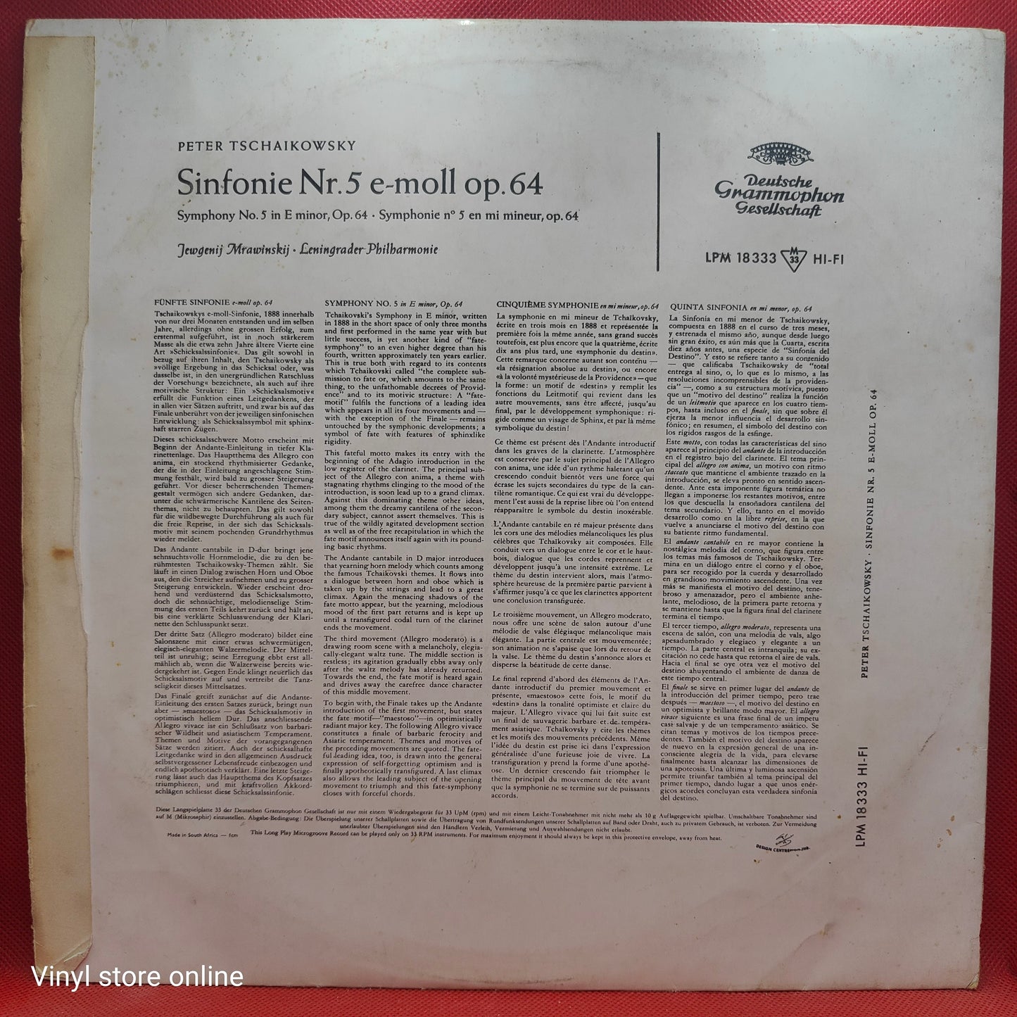 Peter Tschaikowsky* – Leningrader Philharmonie*, Jewgenij Mrwinskij* – Sinfonie Nr. 5 E-moll Op