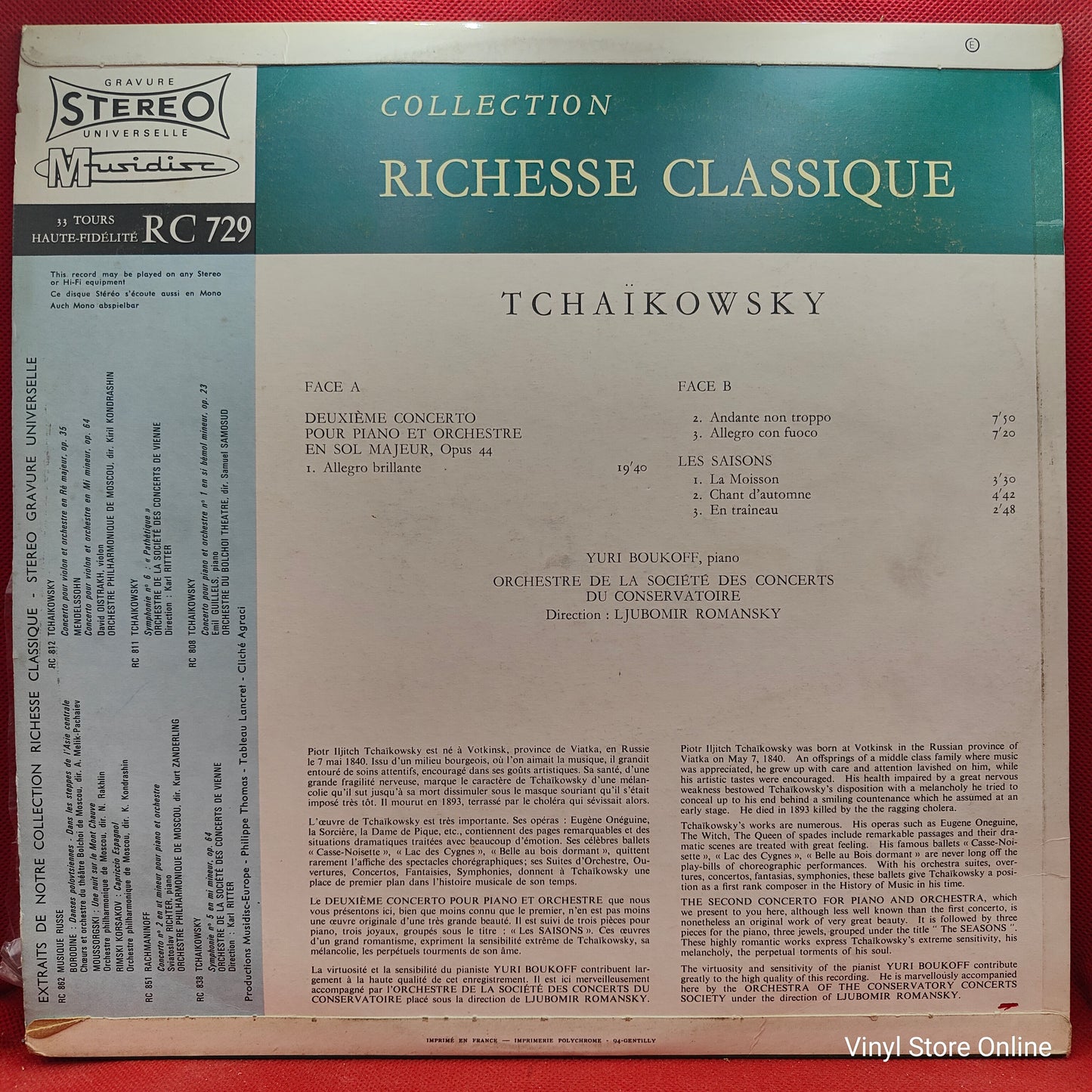 Tchaïkowsky / Yuri Boukoff, Ljubomir Romansky – 2e Concerto Pour Piano Et Orchestre / Les Saisons
