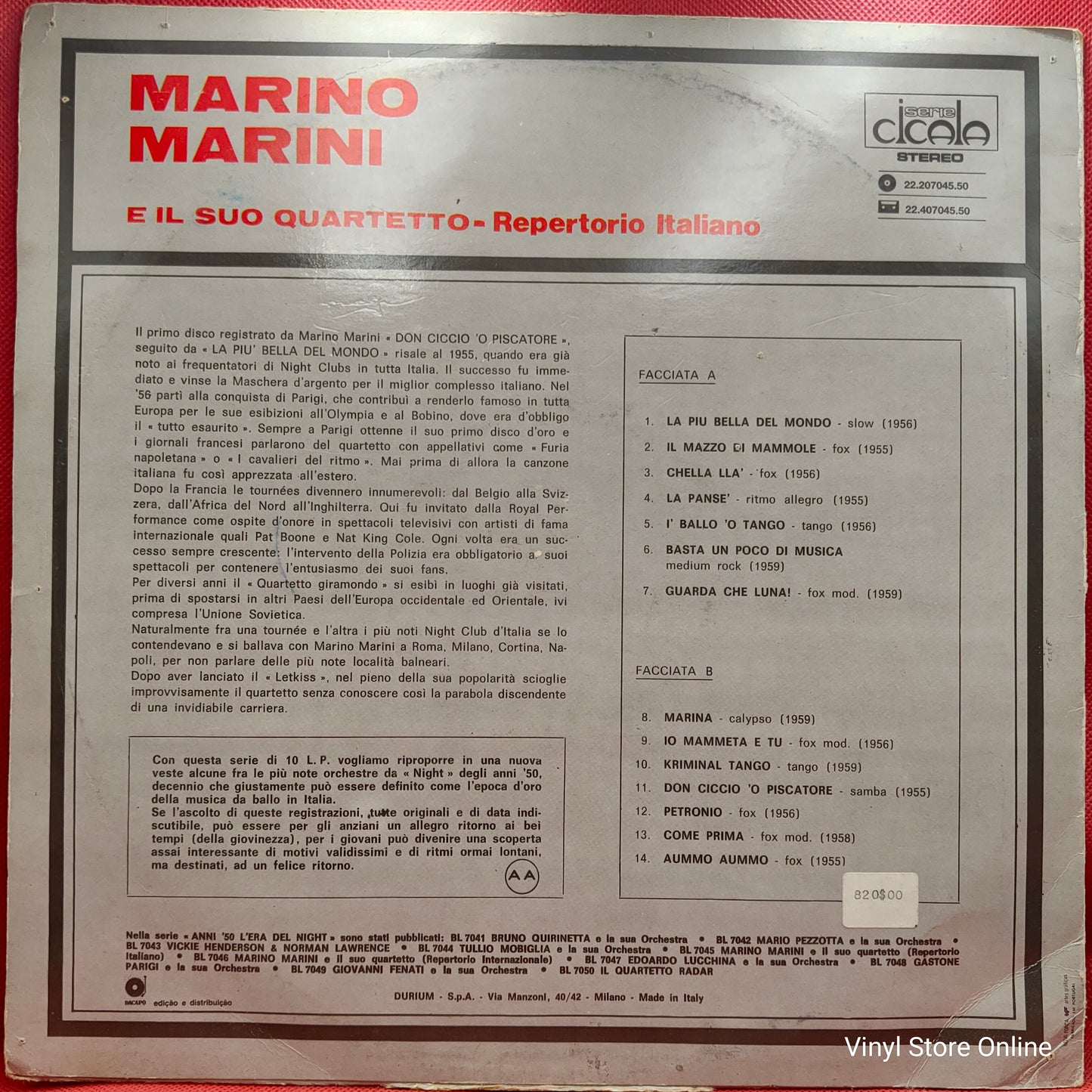 Marino Marini Ed Il Suo Quartetto – Marino Marini Ed Il Suo Quartetto
