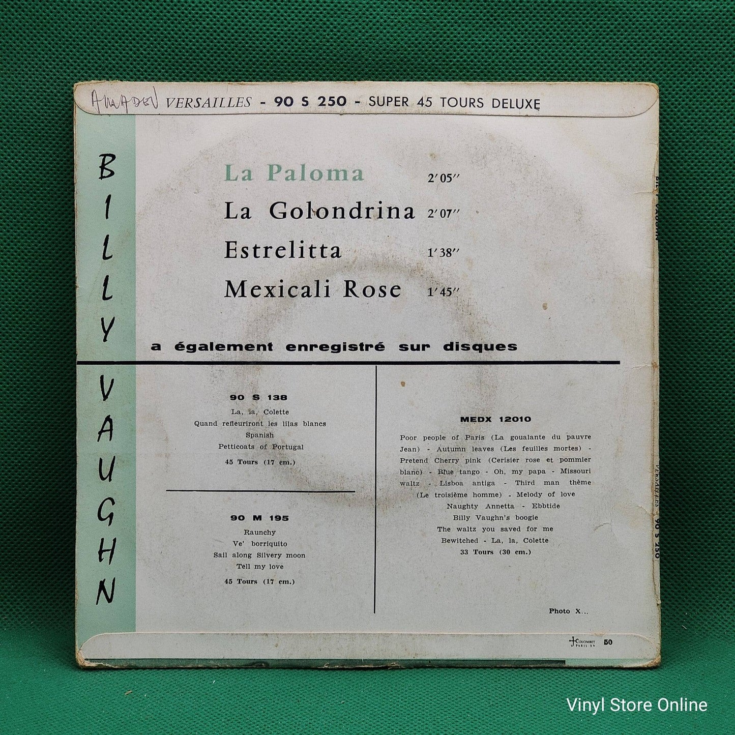 Billy Vaughn Et Son Orchestre – La Paloma