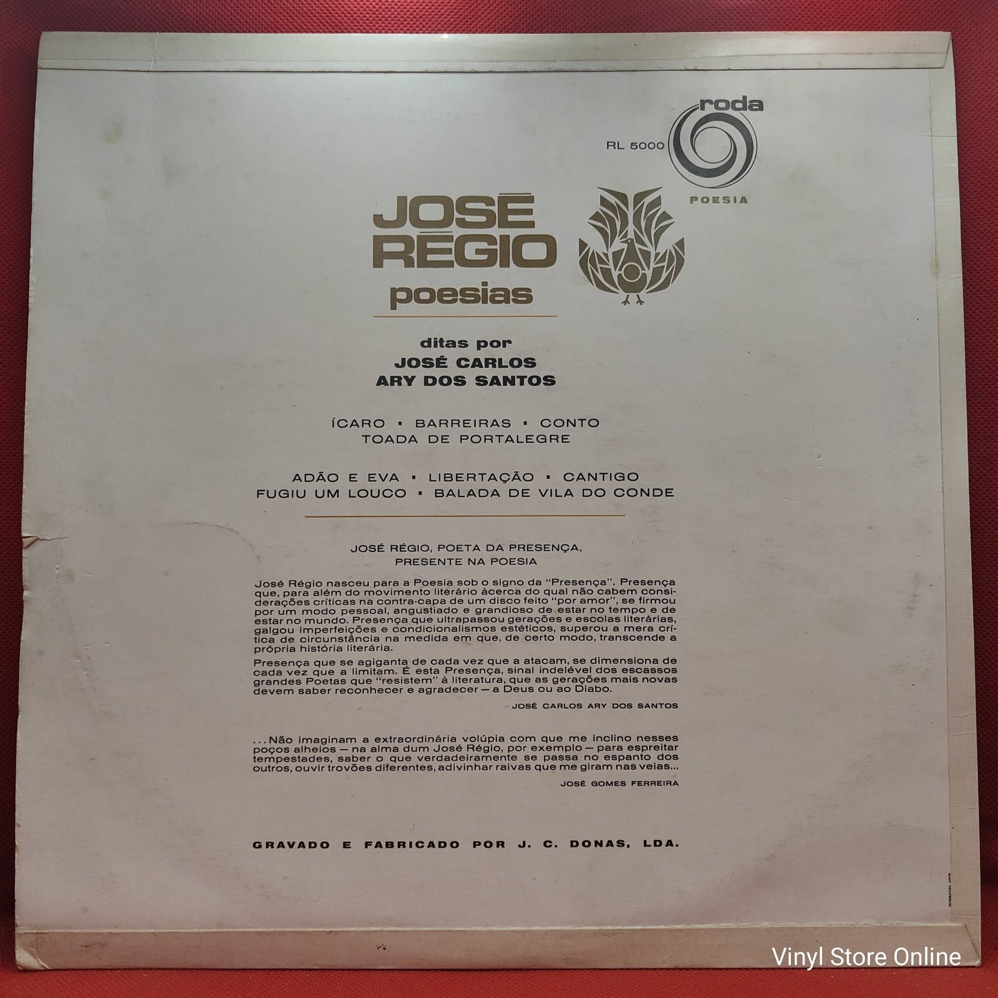 José Carlos Ary Dos Santos, José Régio - José Régio Poesias (LP, Album)