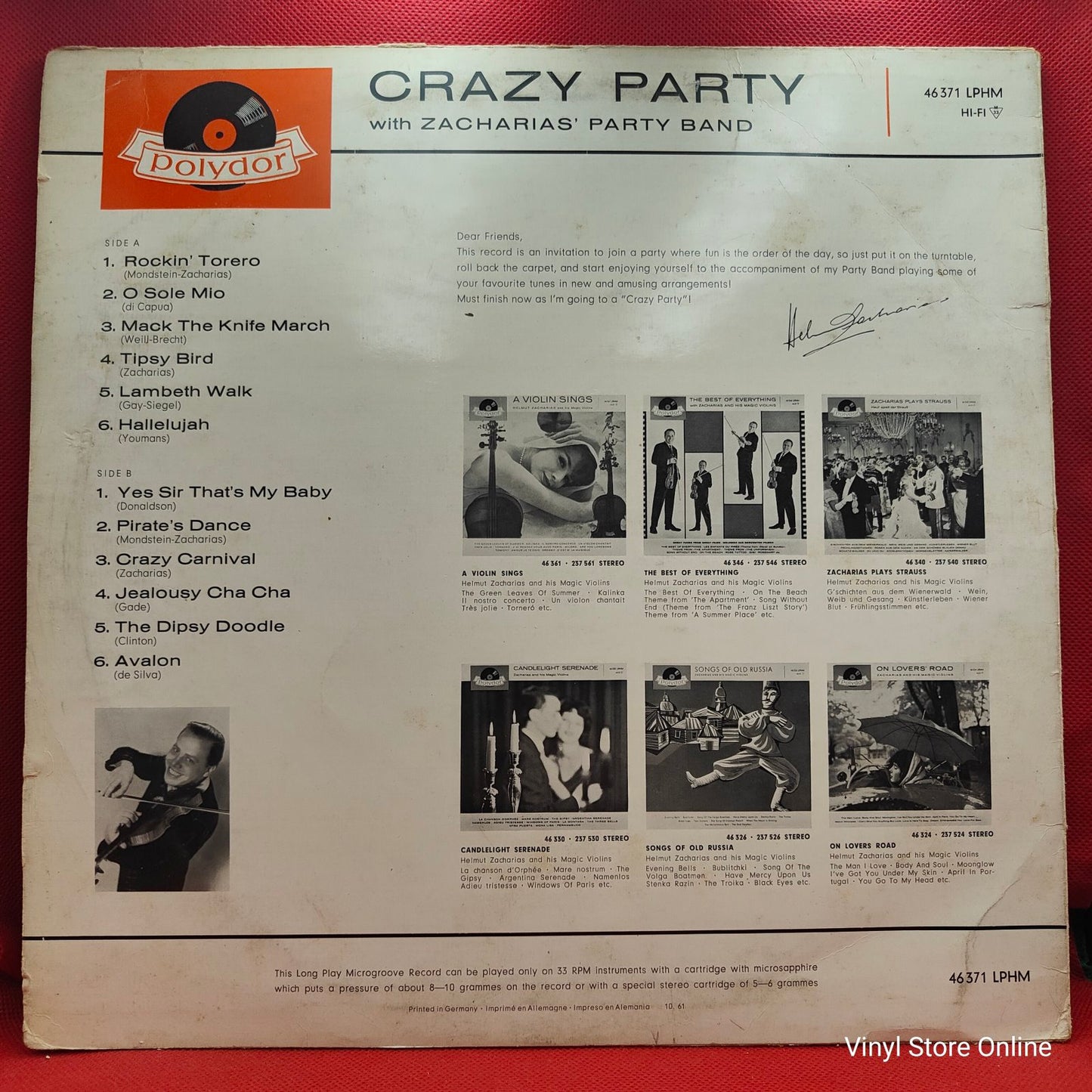 Zacharias' Party Band - Crazy Party (LP, Album, Mono)