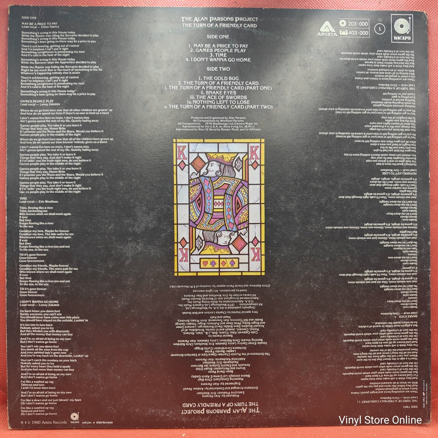 The Alan Parsons Project - The Turn Of A Friendly Card (LP, Album, RE)