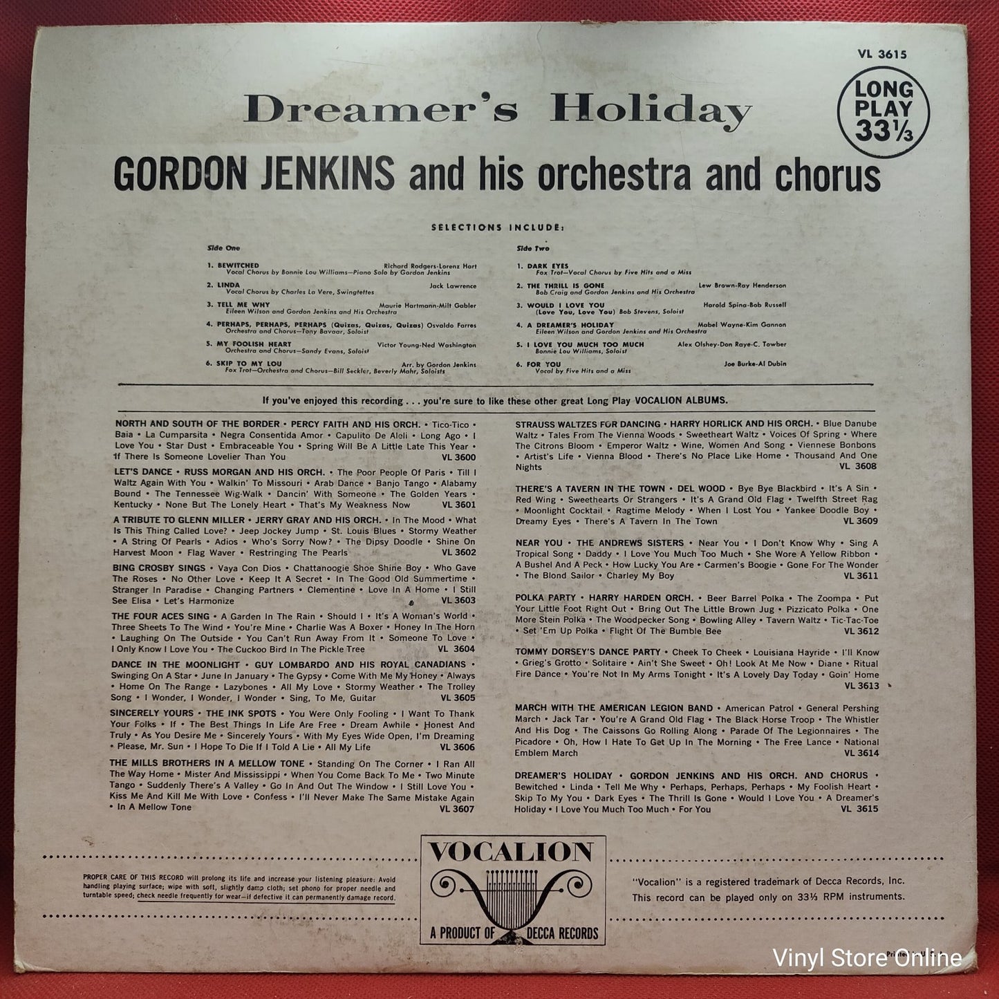 Gordon Jenkins And His Orchestra And Chorus - Dreamer's Holiday (LP)