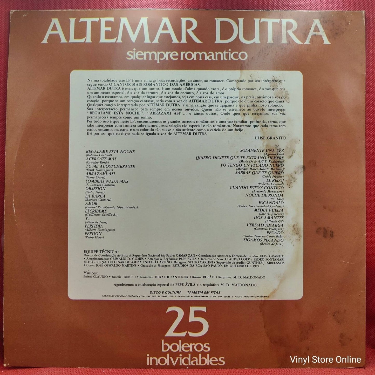 Altemar Dutra – Siempre Romantico - 25 Boleros Inolvidables - Vinyl Store Online