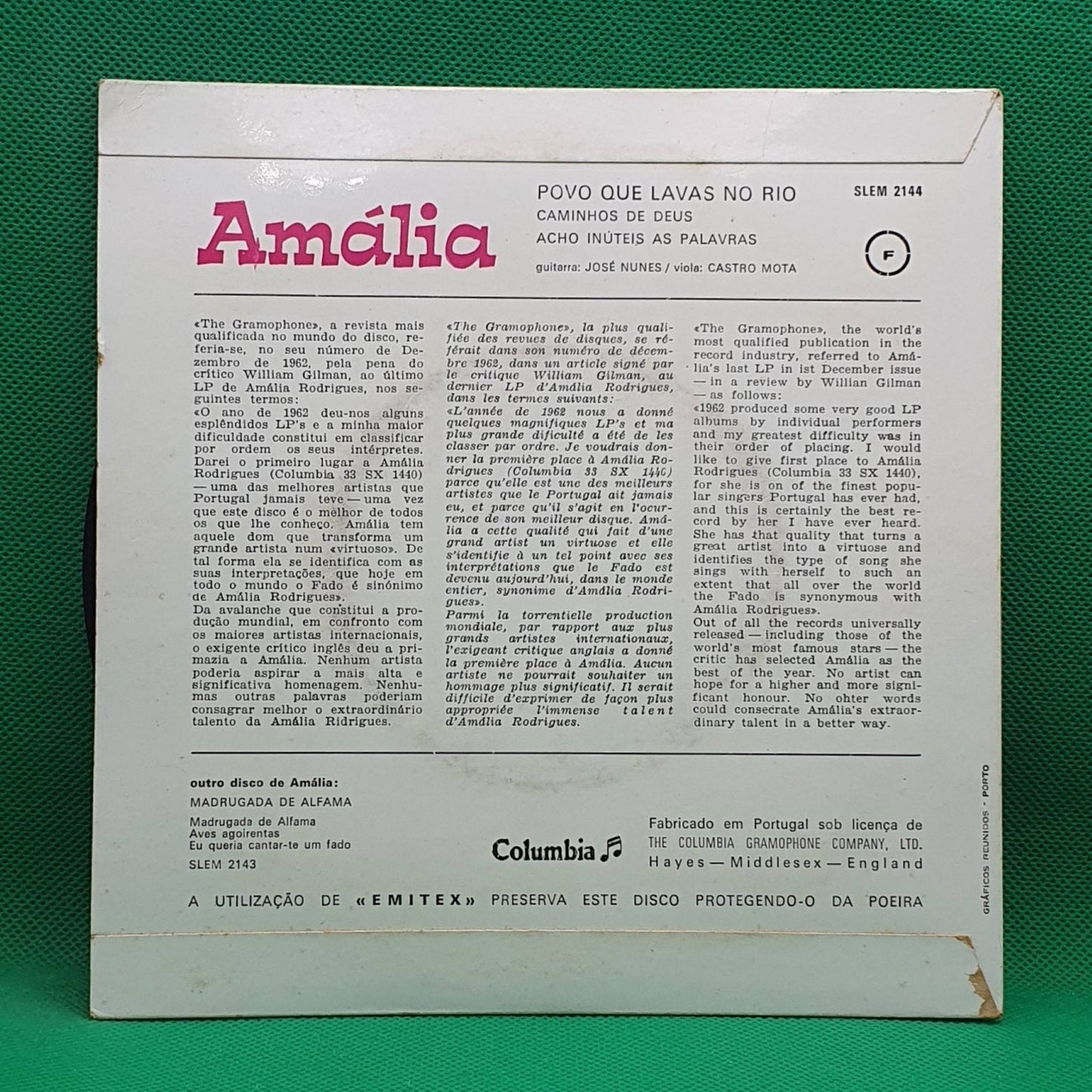 Amália Rodrigues – Povo Que Lavas No Rio - Vinyl Store Online