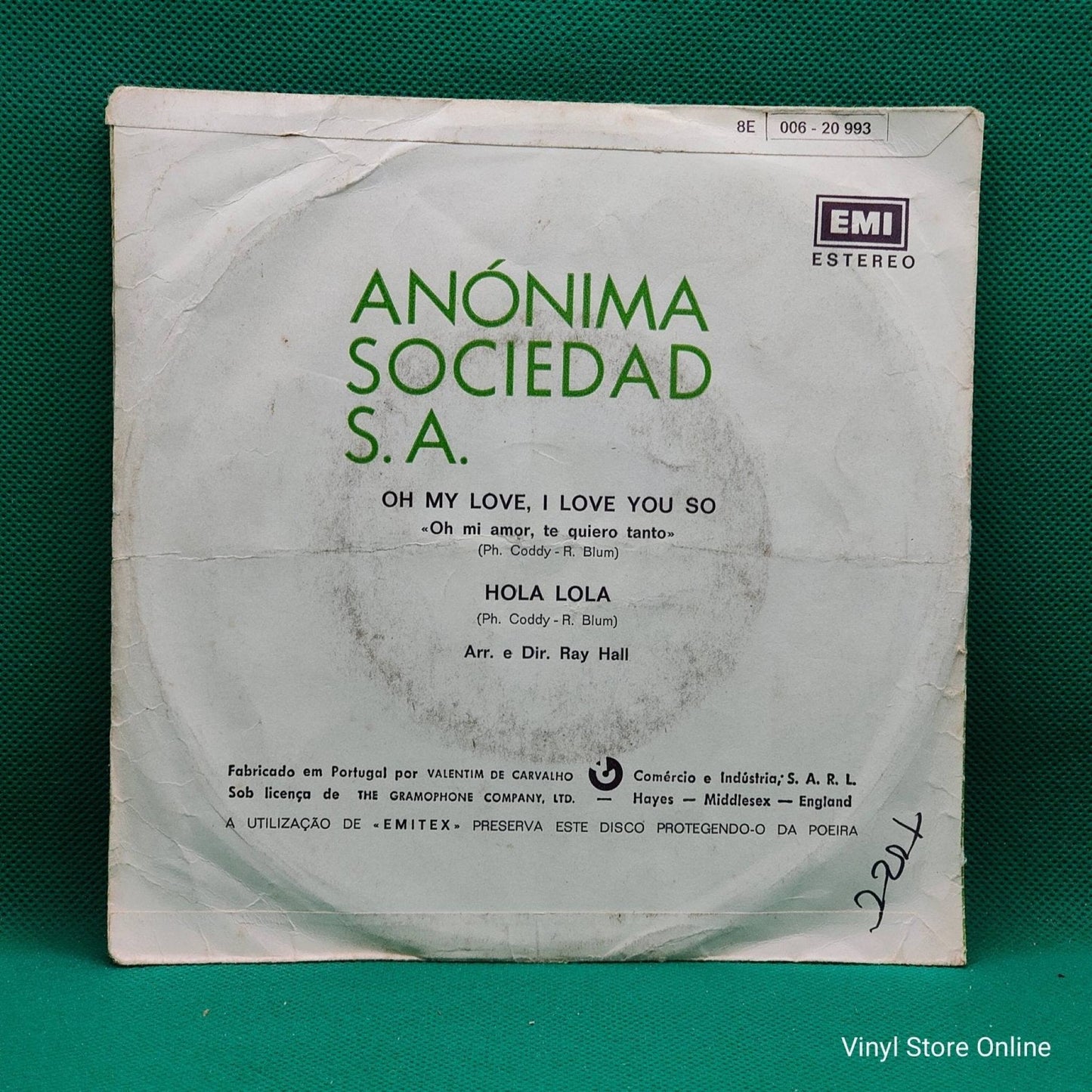 Anónima Sociedad S A. – Oh My Love, I Love You So - Vinyl Store Online