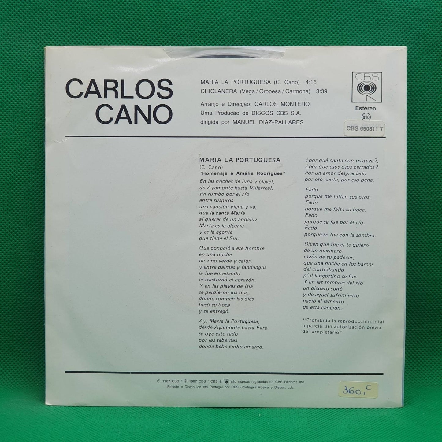 Carlos Cano – Maria La Portuguesa - Vinyl Store Online