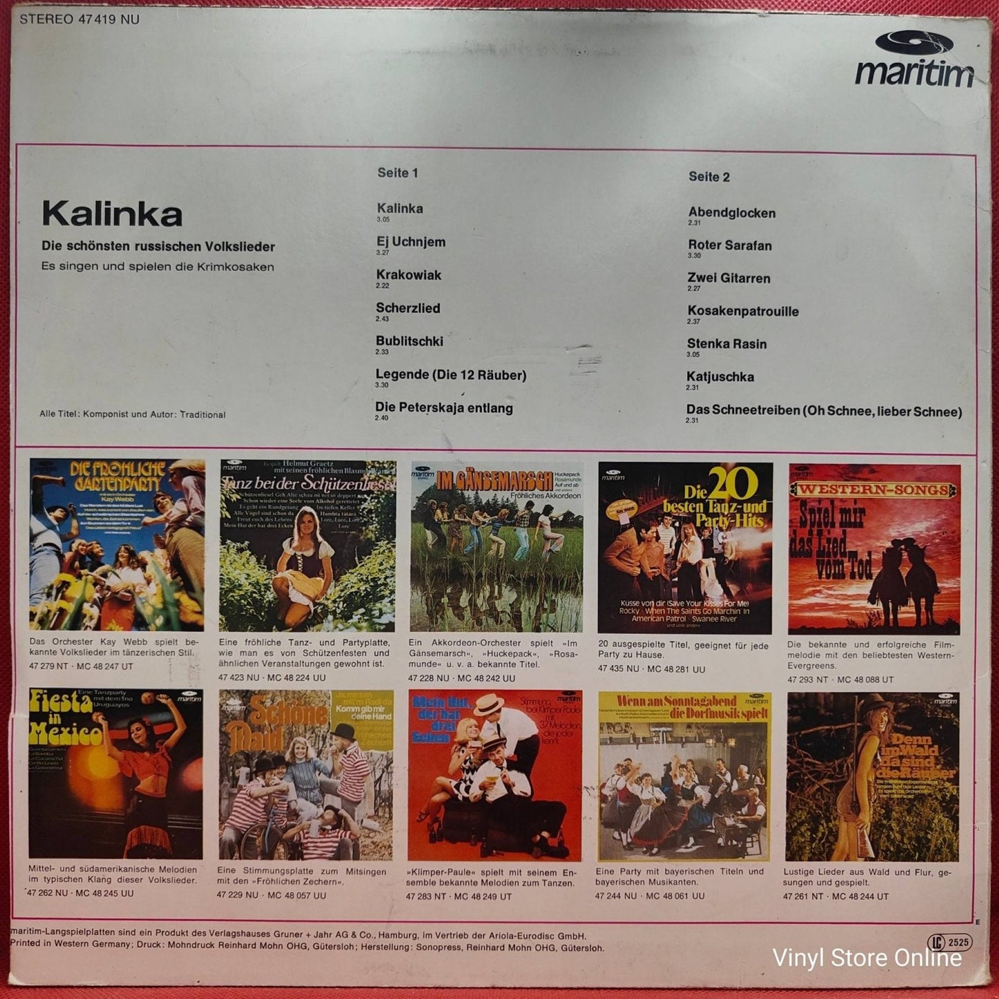 Die Krimkosaken – Kalinka Die Schönsten Russischen Volkslieder - Vinyl Store Online