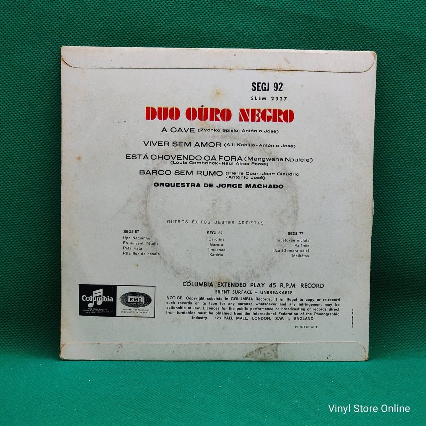 Duo Ouro Negro – Está Chovendo Cá Fora - Vinyl Store Online