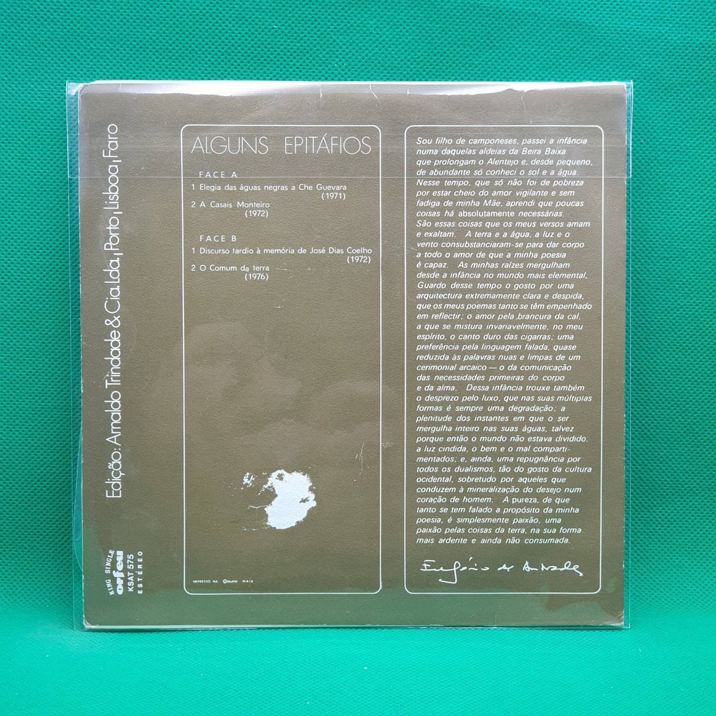 Eugénio de Andrade – Alguns Epitáfios - Vinyl Store Online