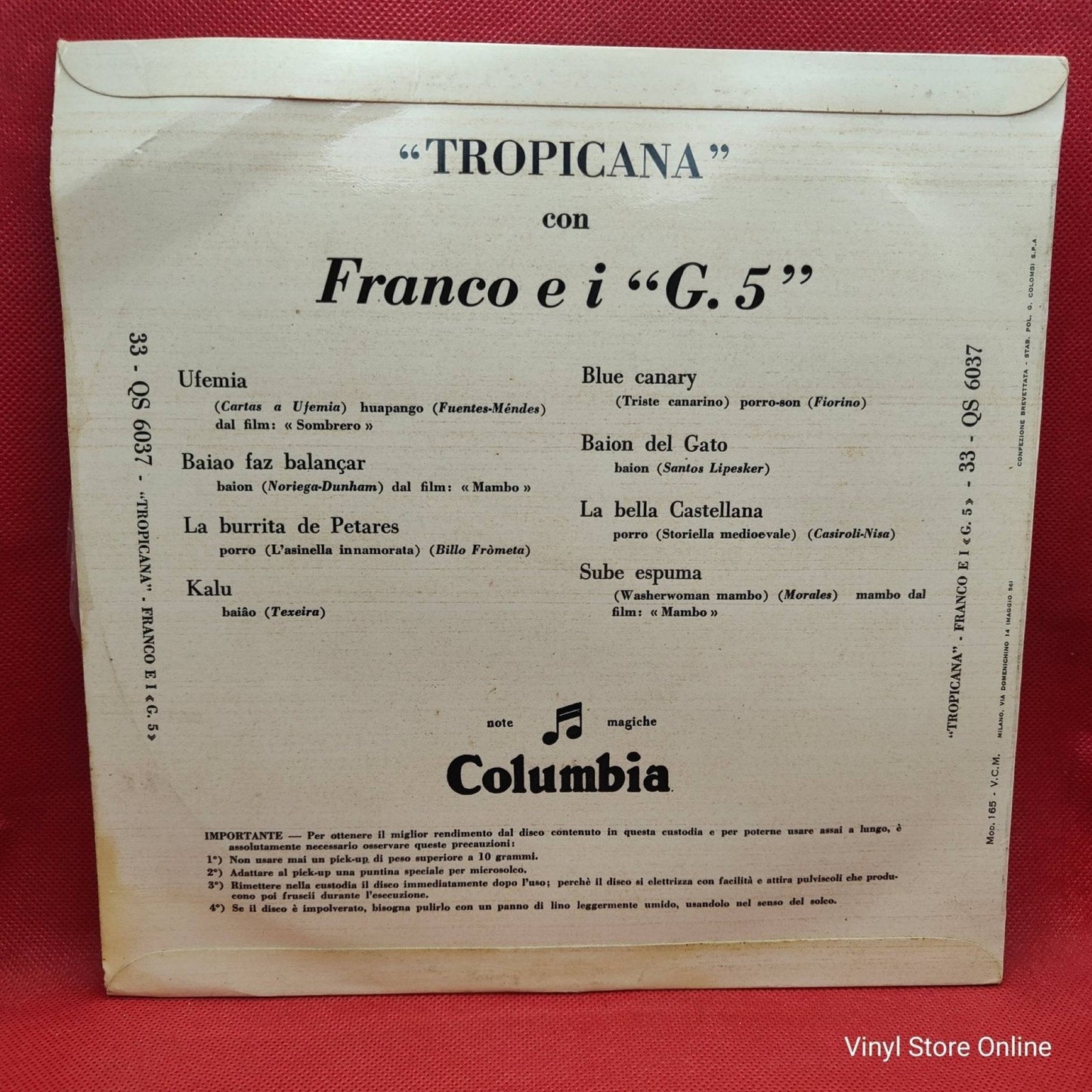 Franco E I "G. 5" – Tropicana - Vinyl Store Online