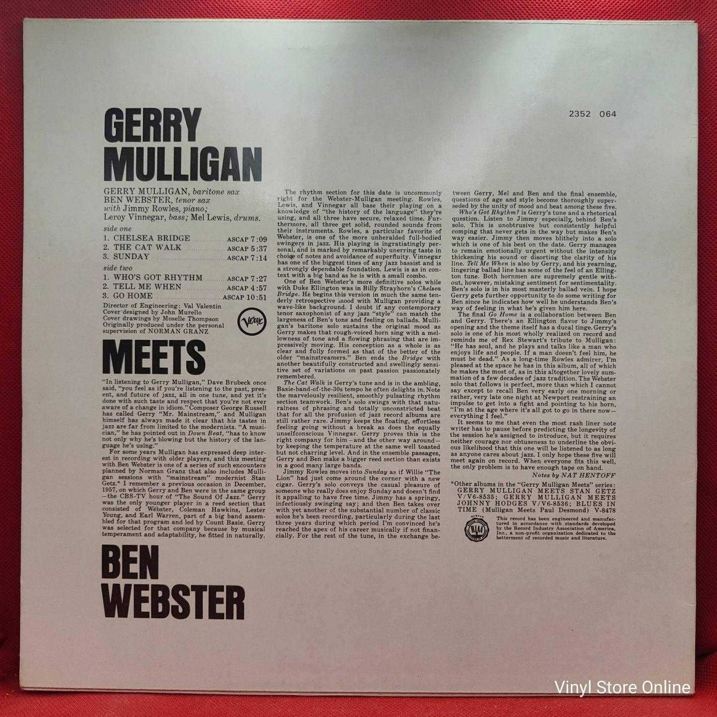 Gerry Mulligan Meets Ben Webster – Gerry Mulligan Meets Ben Webster - Vinyl Store Online