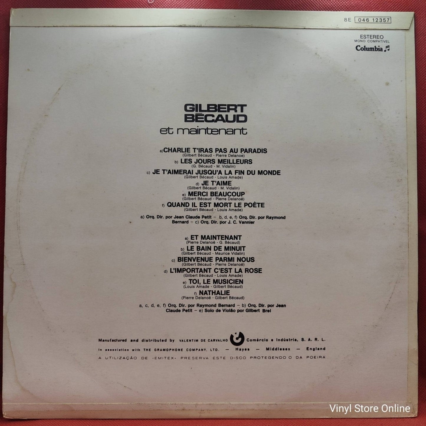 Gilbert Bécaud – Et Maintenant - Vinyl Store Online