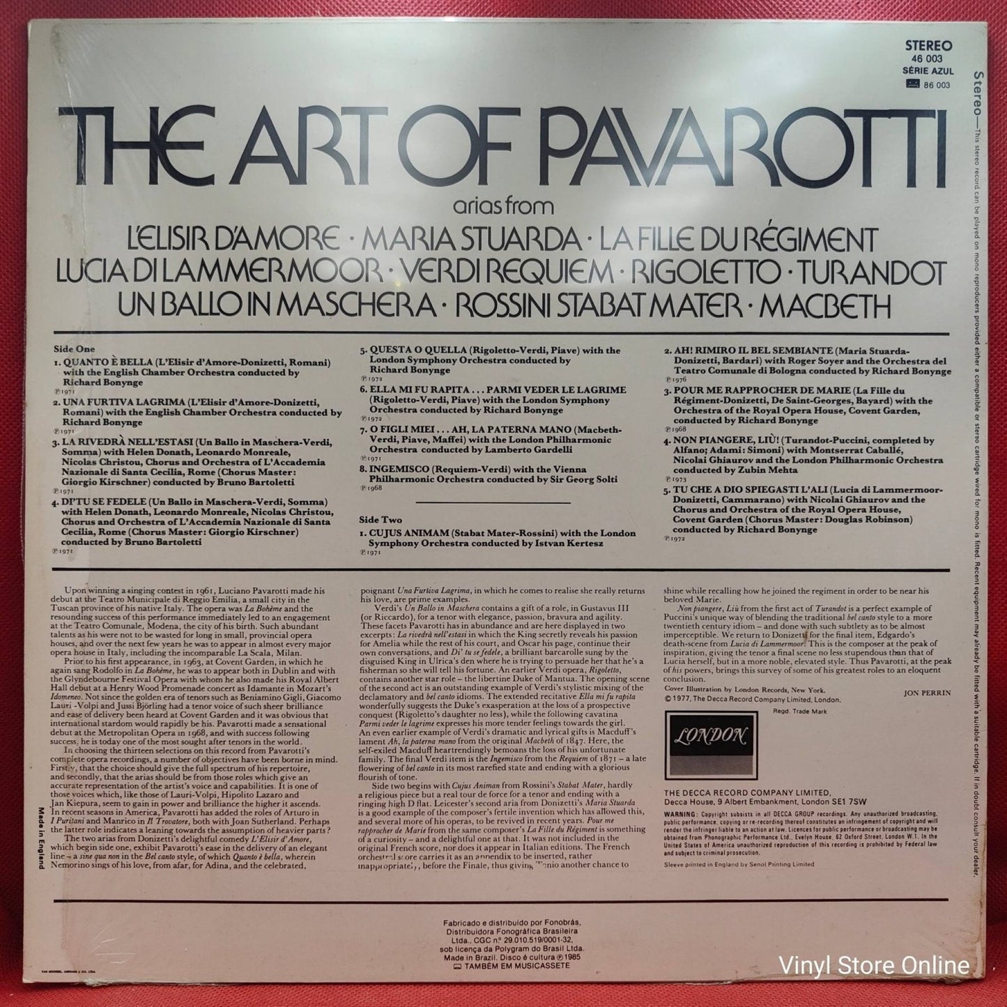 Luciano Pavarotti – The Art Of Pavarotti - Vinyl Store Online