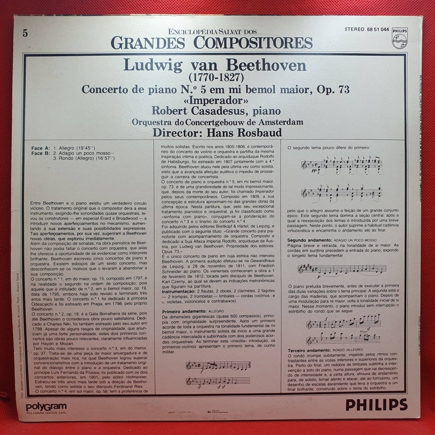 Ludwig van Beethoven - Robert Casadesus, Hans Rosbaud – Concierto De Piano N.° 5 Em Mi Bemol Maior, Op. 73 "Imperador" - Vinyl Store Online