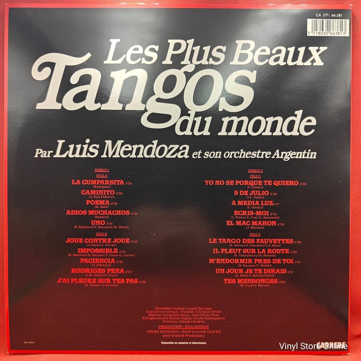 Luis Mendoza Et Son Orchestre Argentin – Les Plus Beaux Tangos Du Monde - Vinyl Store Online